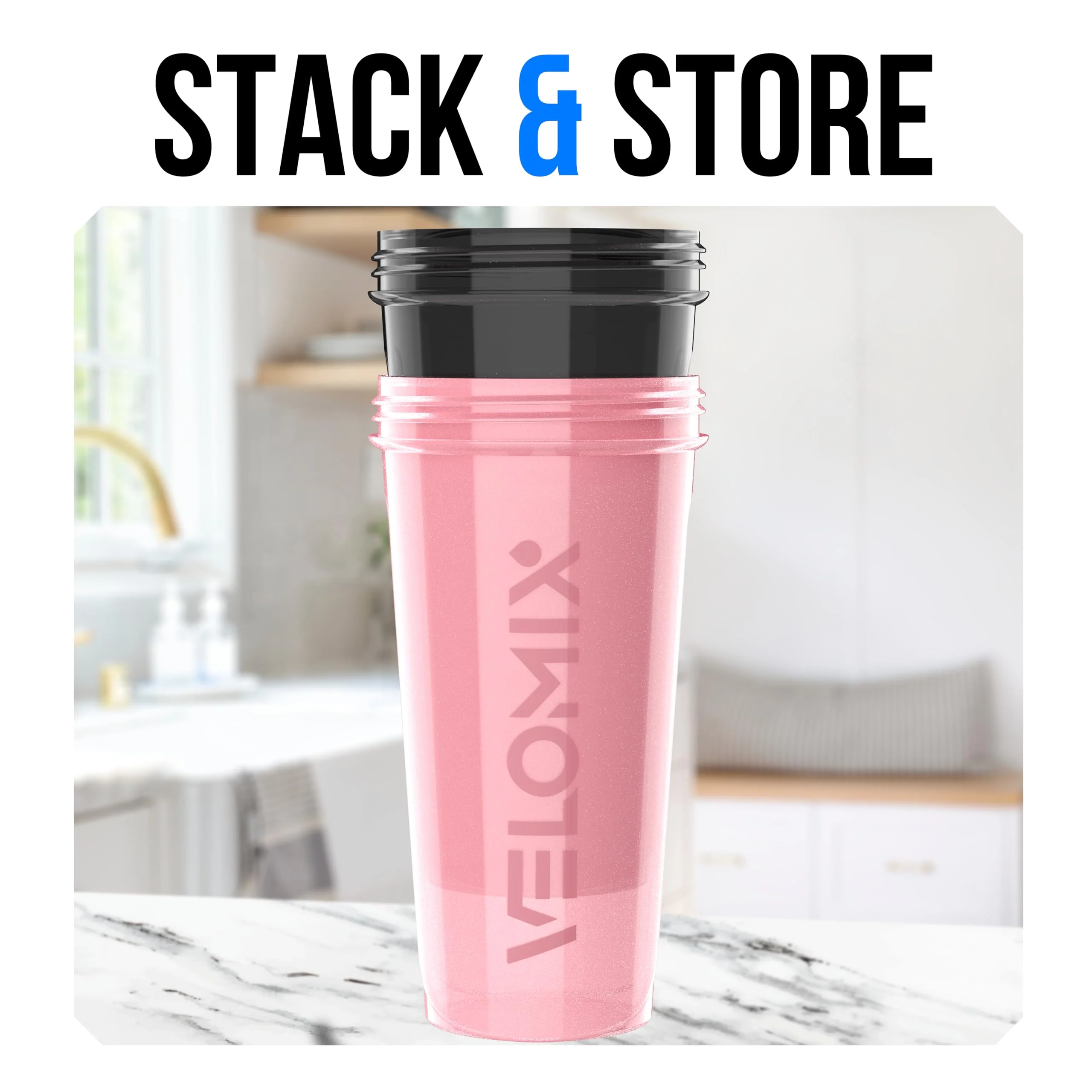 VELOMIX -2 Pack- 28 oz Protein Shaker Bottles for Protein Mixes - 2x Wire Whisk | Leak Proof Shaker Cups for Protein Shakes | Protein Shaker Bottle Pack | Shakers for Protein Shakes-Pink&Black - Image 6