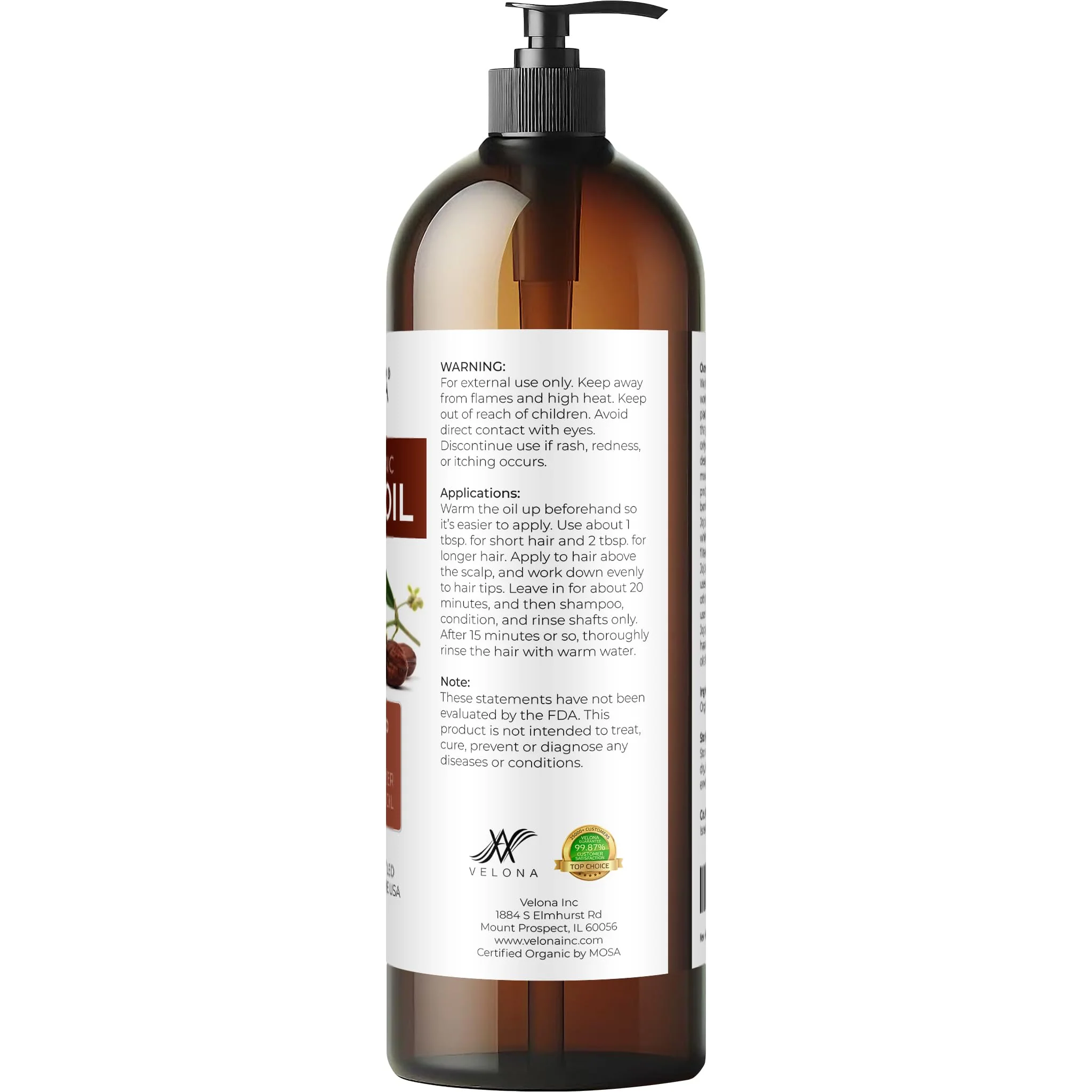 velona Jojoba Oil USDA Certified Organic - 32 fl oz (With Pump) | 100% Pure and Natural | Golden, Unrefined, Cold Pressed, Hexane Free | Moisturizing Face, Hair, Body, Skin Care - Image 6