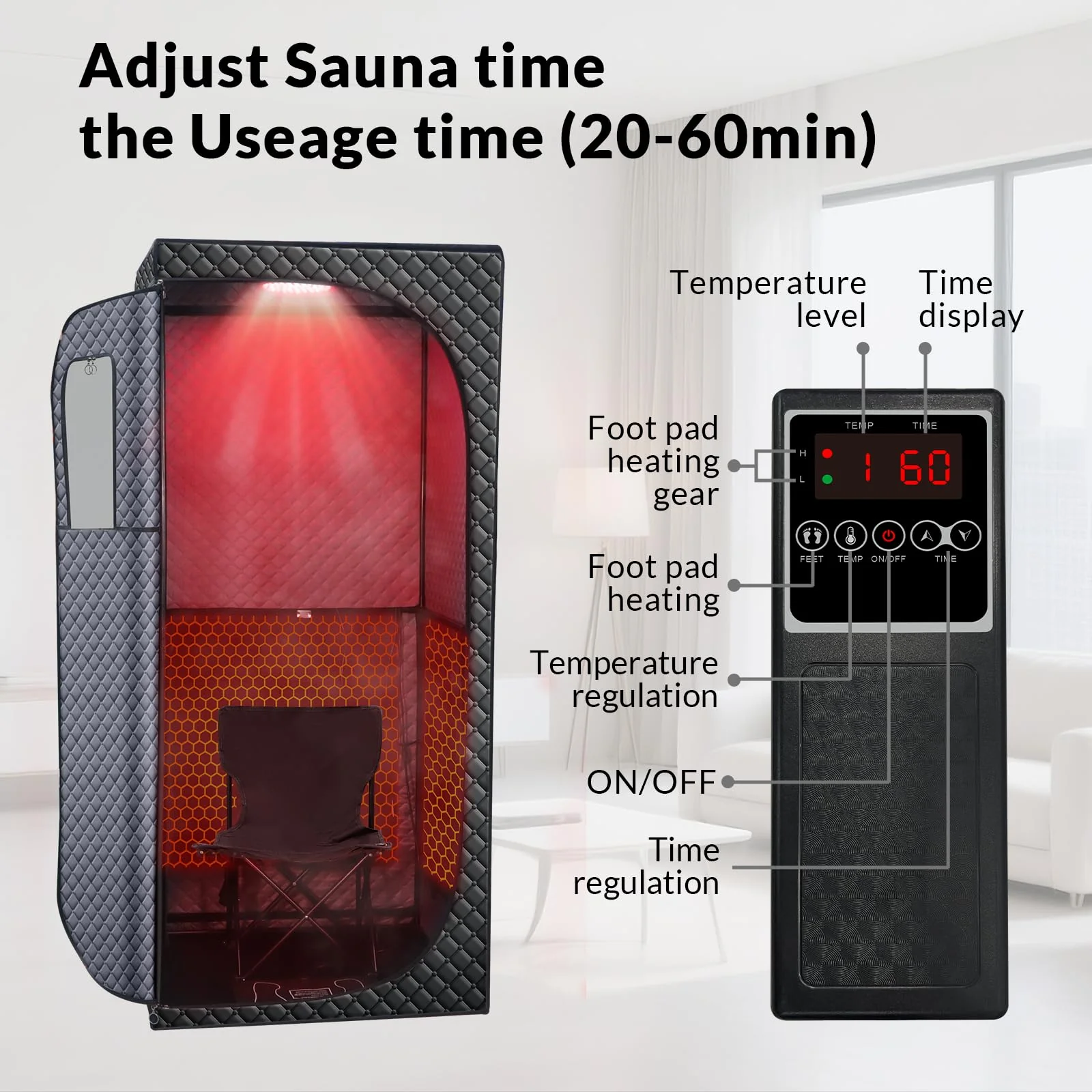 Veloqore Dry Infrared Sauna, Saunas Box with Red Light Therapy for Relaxation, Detox and Muscle Relief, 9 Levels Up to 140°F Personal Indoor Saunas Tent, Portable Sauna for Home, Bedroom, Living Room - Image 4