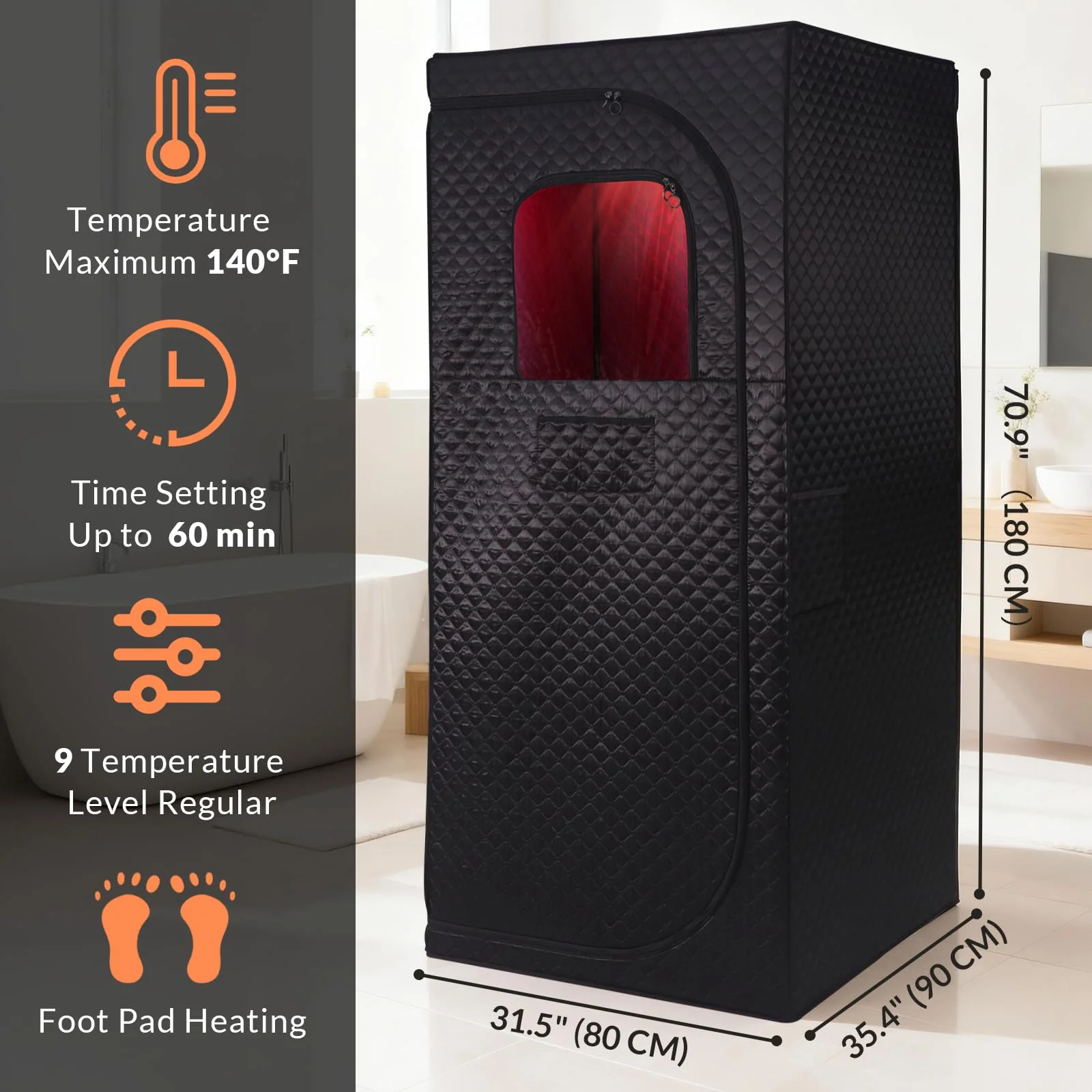 Veloqore Dry Infrared Sauna, Saunas Box with Red Light Therapy for Relaxation, Detox and Muscle Relief, 9 Levels Up to 140°F Personal Indoor Saunas Tent, Portable Sauna for Home, Bedroom, Living Room - Image 5