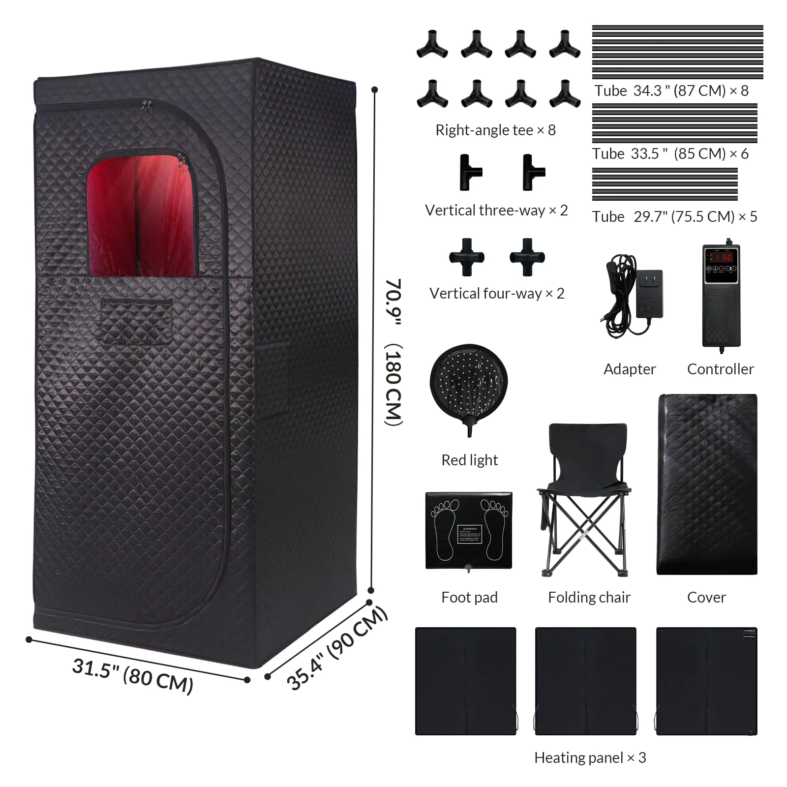 Veloqore Dry Infrared Sauna, Saunas Box with Red Light Therapy for Relaxation, Detox and Muscle Relief, 9 Levels Up to 140°F Personal Indoor Saunas Tent, Portable Sauna for Home, Bedroom, Living Room - Image 8