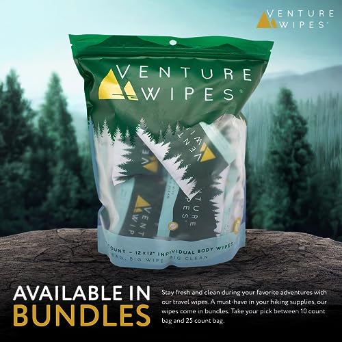 Venture Wipes Tea Tree Oil Body Wipes - Adventure Wipes for Adults - Biodegradable Cleansing With Aloe and Vitamin E - Camping Essentials - Individually Wrapped - 25 Count Bag - Image 12