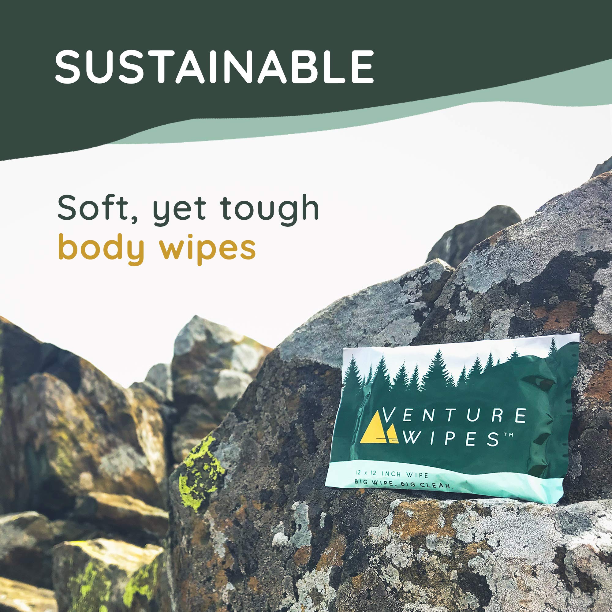 Venture Wipes Tea Tree Oil Body Wipes - Adventure Wipes for Adults - Biodegradable Cleansing With Aloe and Vitamin E - Camping Essentials - Individually Wrapped - 25 Count Bag - Image 5
