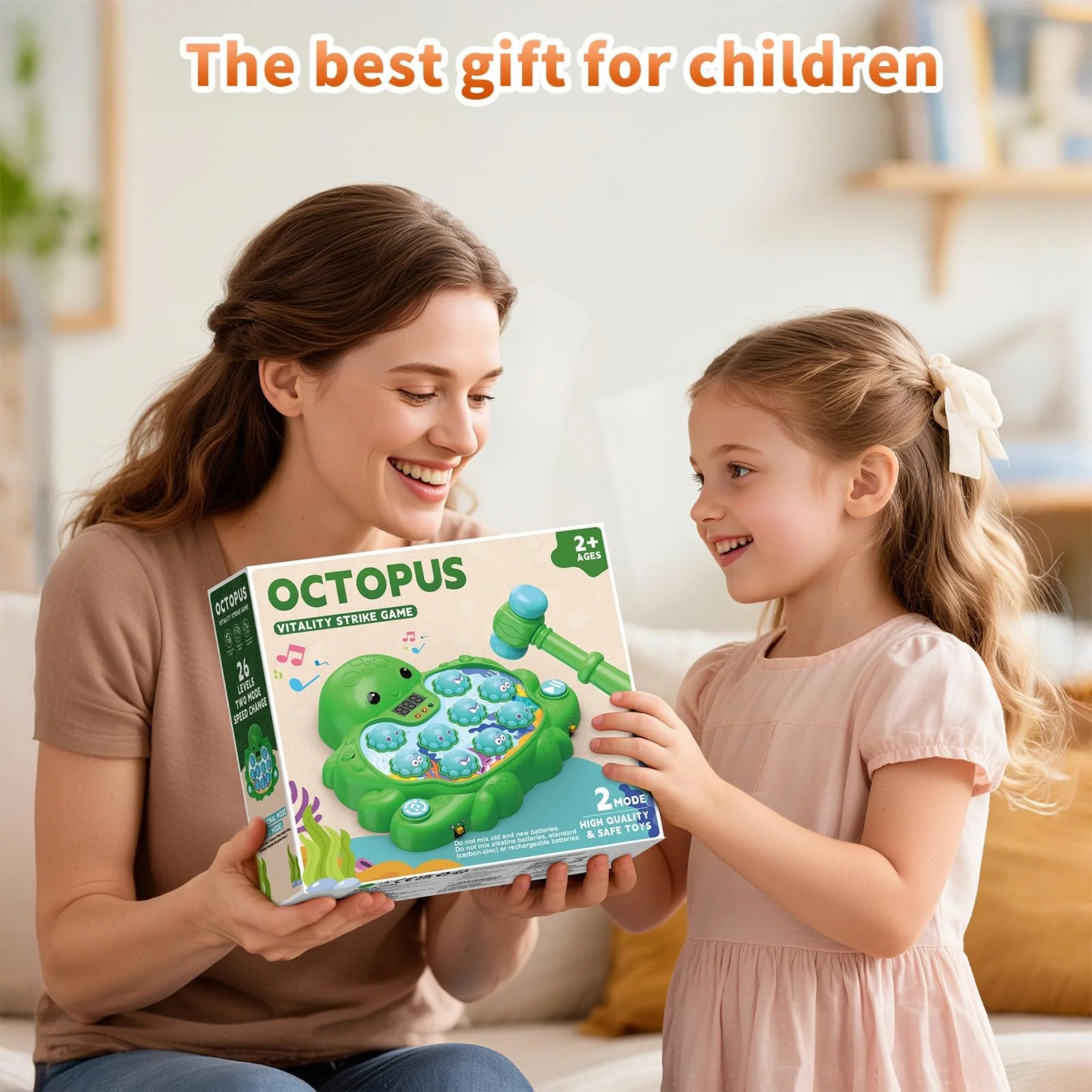 Veoasis Interactive Whack A Octopus Game for Ages 2-4,Educational Toddlers Toys for 2 3 4 5 6 Year Old Boys Girls, Green, Digital Display, Silent Mode,Multiple Difficulty Levels Fun Birthday Gifts - Image 4
