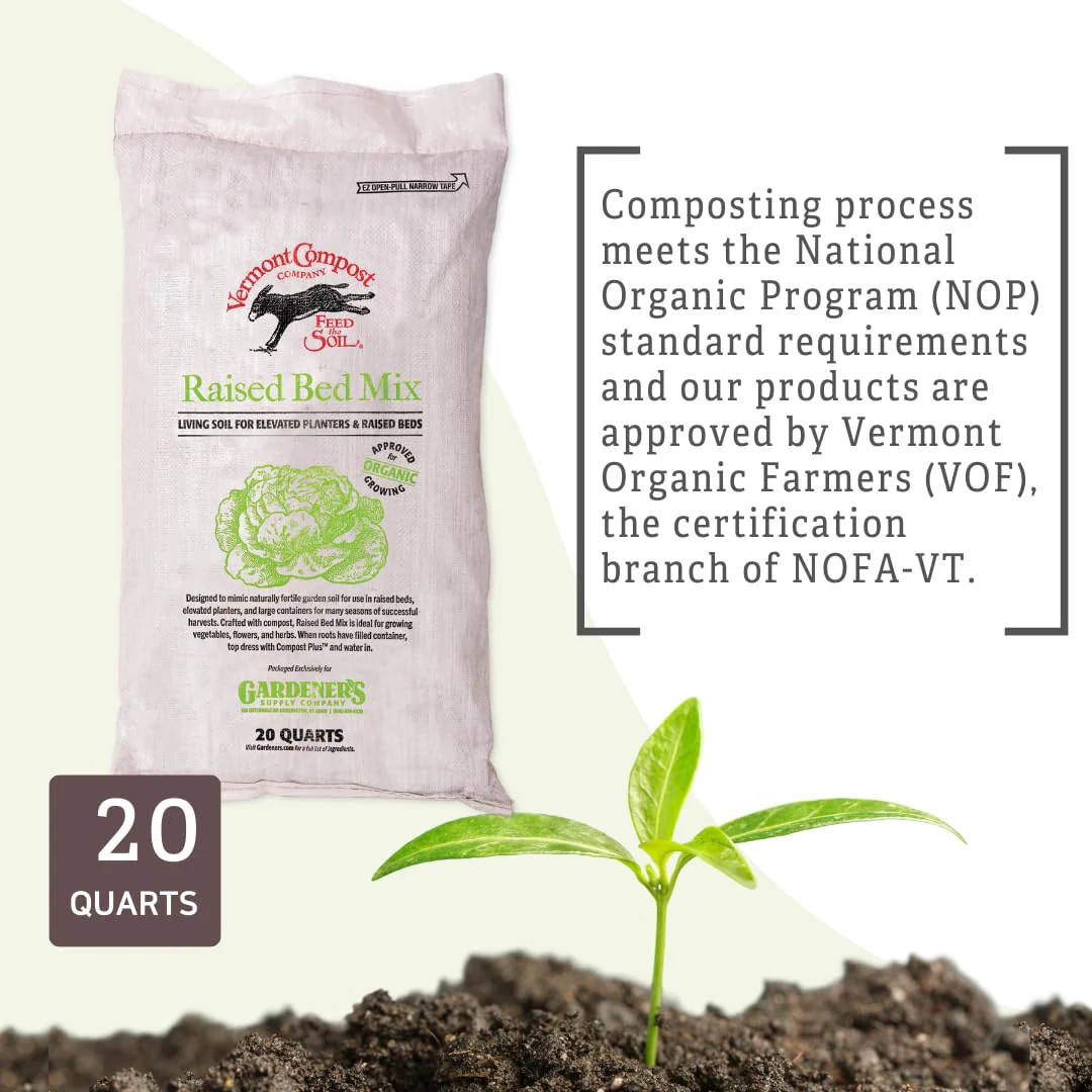 Vermont Compost Company Raised Bed Mix | High-Nutrient Compost-Based Potting Soil for Plants & Vegetables Organic Gardening - 20 Quarts | Gardener's Supply Co Exclusive - Image 5