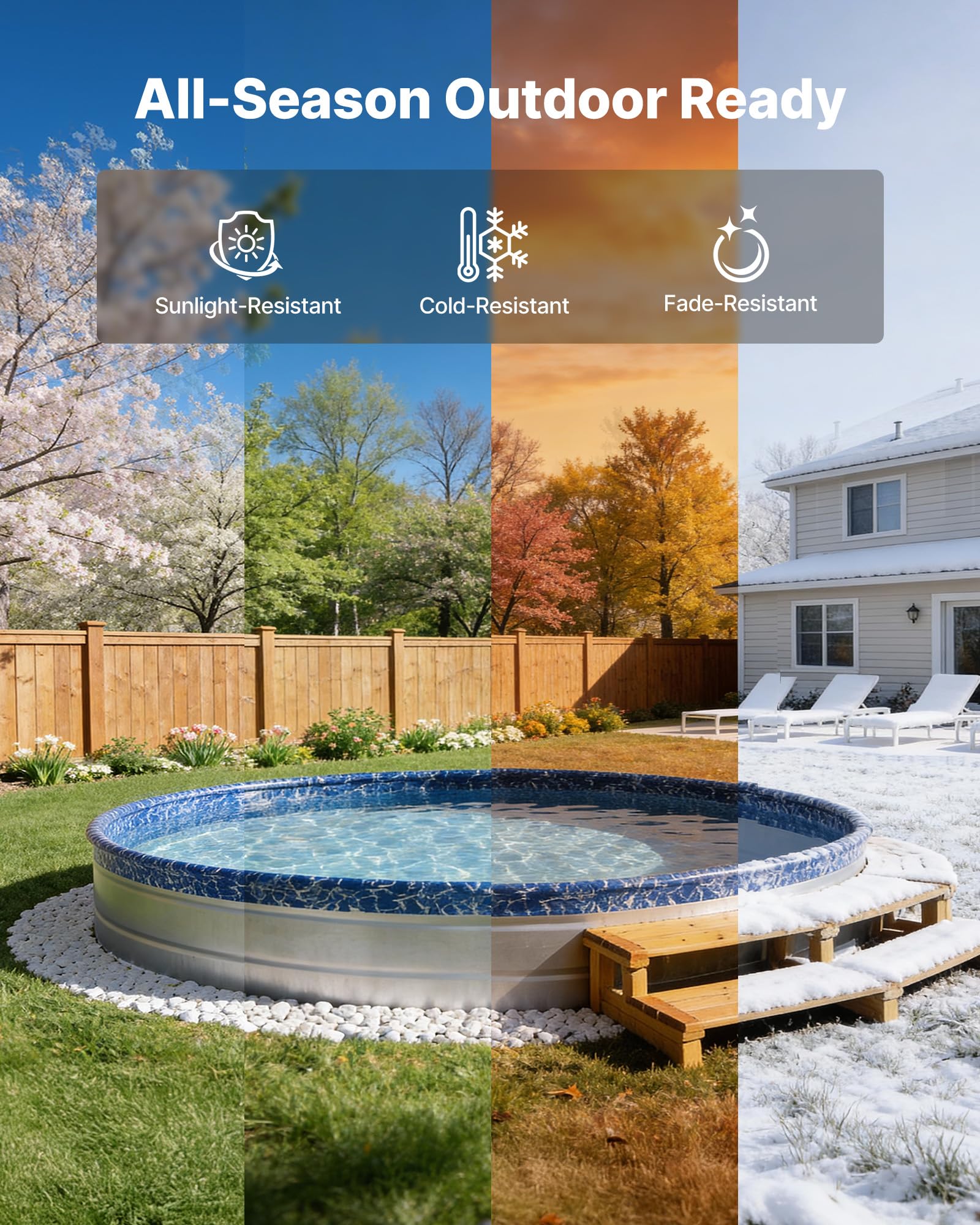 VEVOR 10 ft Round Stock Tank Pool Liner, Overlap Swimming Pool Liner for 27.5 in Wall Height, Extra Thick Heavy Gauge Vinyl, Easy Install with Leak-Proof Patches, Designed for Steel Sided Above-Ground - Image 7