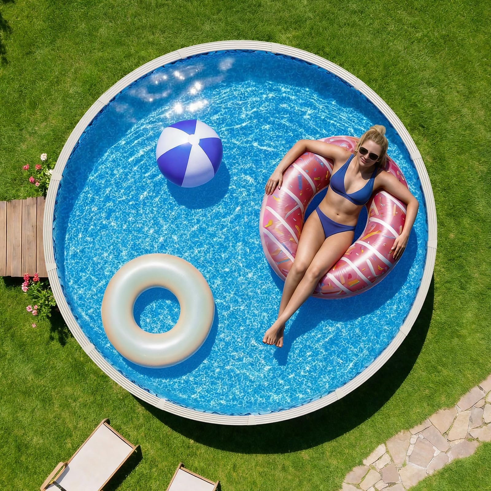 VEVOR 15-ft Round Above Ground Pool Liner, Overlap Pool Liners, Standard Gauge Vinyl, 48-to-54inch Wall Height, Designed for Steel Sided Above-Ground Swimming Pools - Image 3