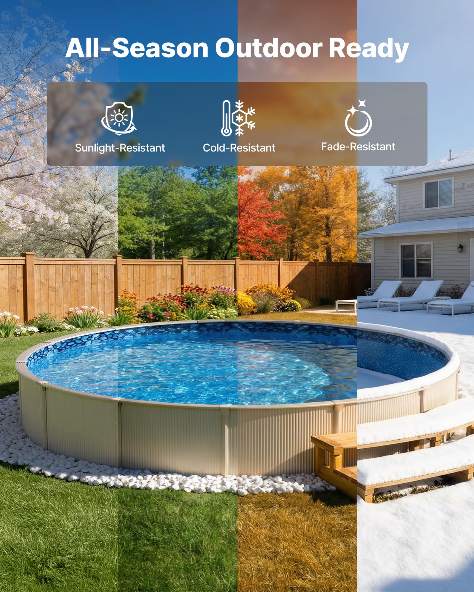 VEVOR 15-ft Round Above Ground Pool Liner, Overlap Pool Liners, Standard Gauge Vinyl, 48-to-54inch Wall Height, Designed for Steel Sided Above-Ground Swimming Pools - Image 7