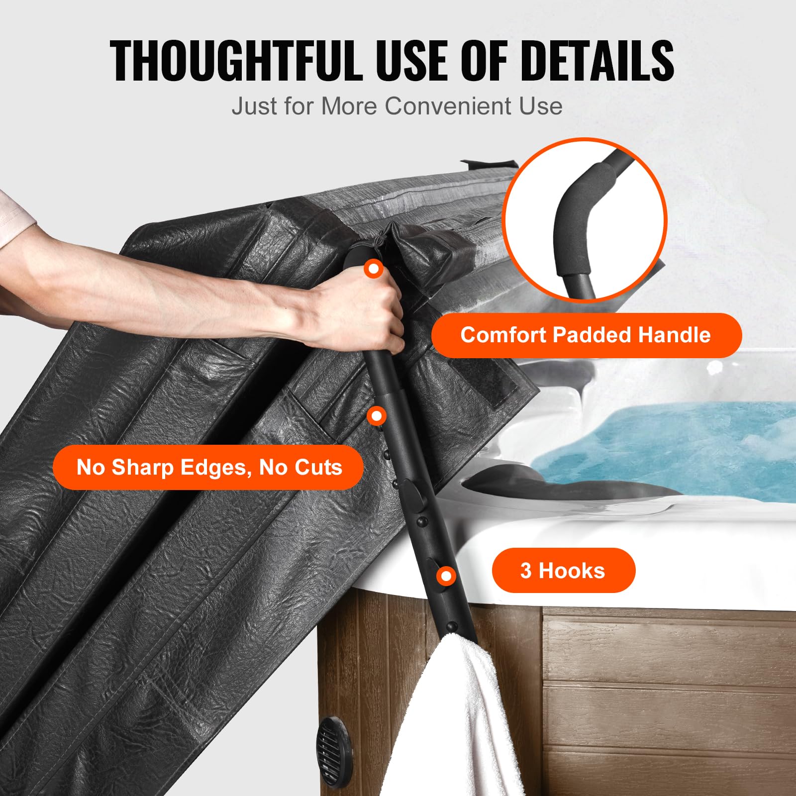 VEVOR Hot Tub Cover Lift, Spa Cover Lift, Height 31.5" - 41.3" Width 57" - 92.5" Adjustable, Installed Underneath on Both Sides, Suitable for Various Sizes of Rectangular Bathtubs, Hot Tubs, Spa - Image 6