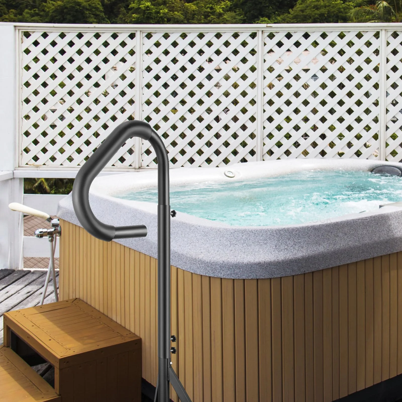 VEVOR Hot Tub Handrail, 360 Rotatable Spa Side Handrail with 48"-63" Adjustable Height, Rust-Proof Aluminum Spa Hot Tub Hand Rail with Slide-Under Mount Base for Indoor & Outdoor, 600LBS Capacity - Image 3