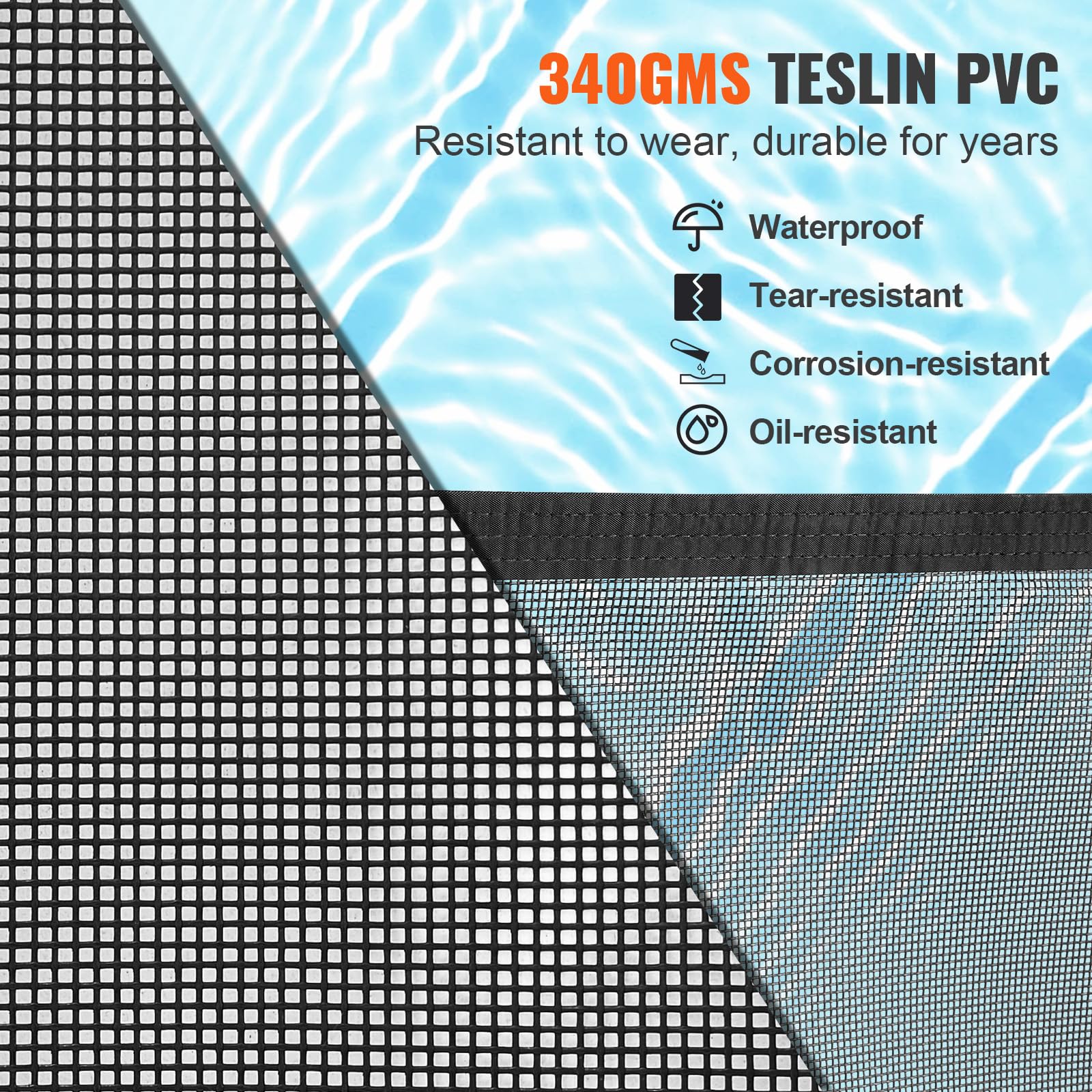 VEVOR Pool Fence, 4 x 108 FT Pool Fences for Inground Pools, Removable Safety Pool Fencing, Easy DIY Installation Swimming Pool Fence, 340gms Teslin PVC Pool Fence Mesh Protects Kids and Pets - Image 7
