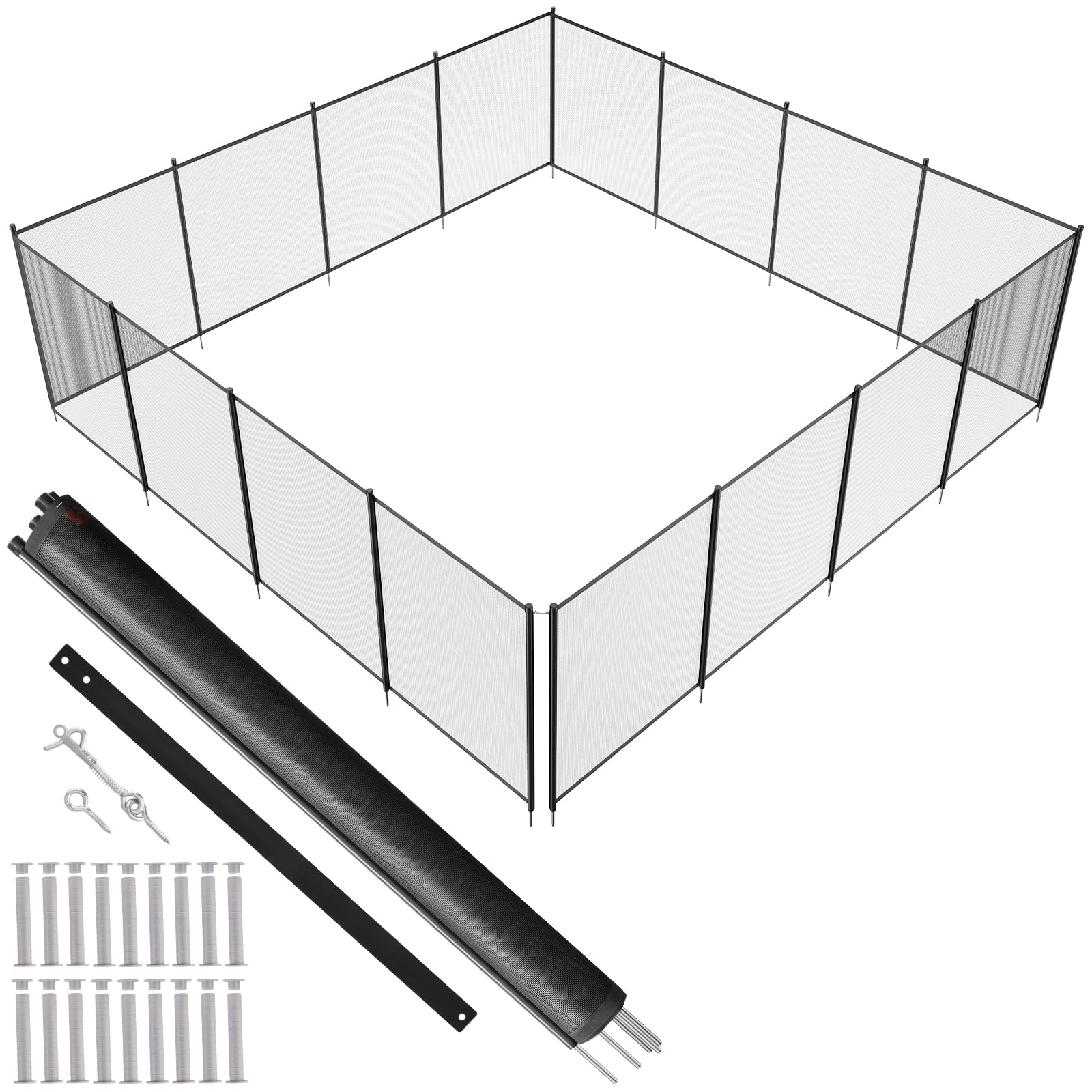 VEVOR Pool Fence, 4 x 48 FT Pool Fences for Inground Pools, Removable Pool Fencing, Easy DIY Installation Swimming Pool Fence, 340gms Teslin PVC Pool Fence Mesh Protects Kids and Pets