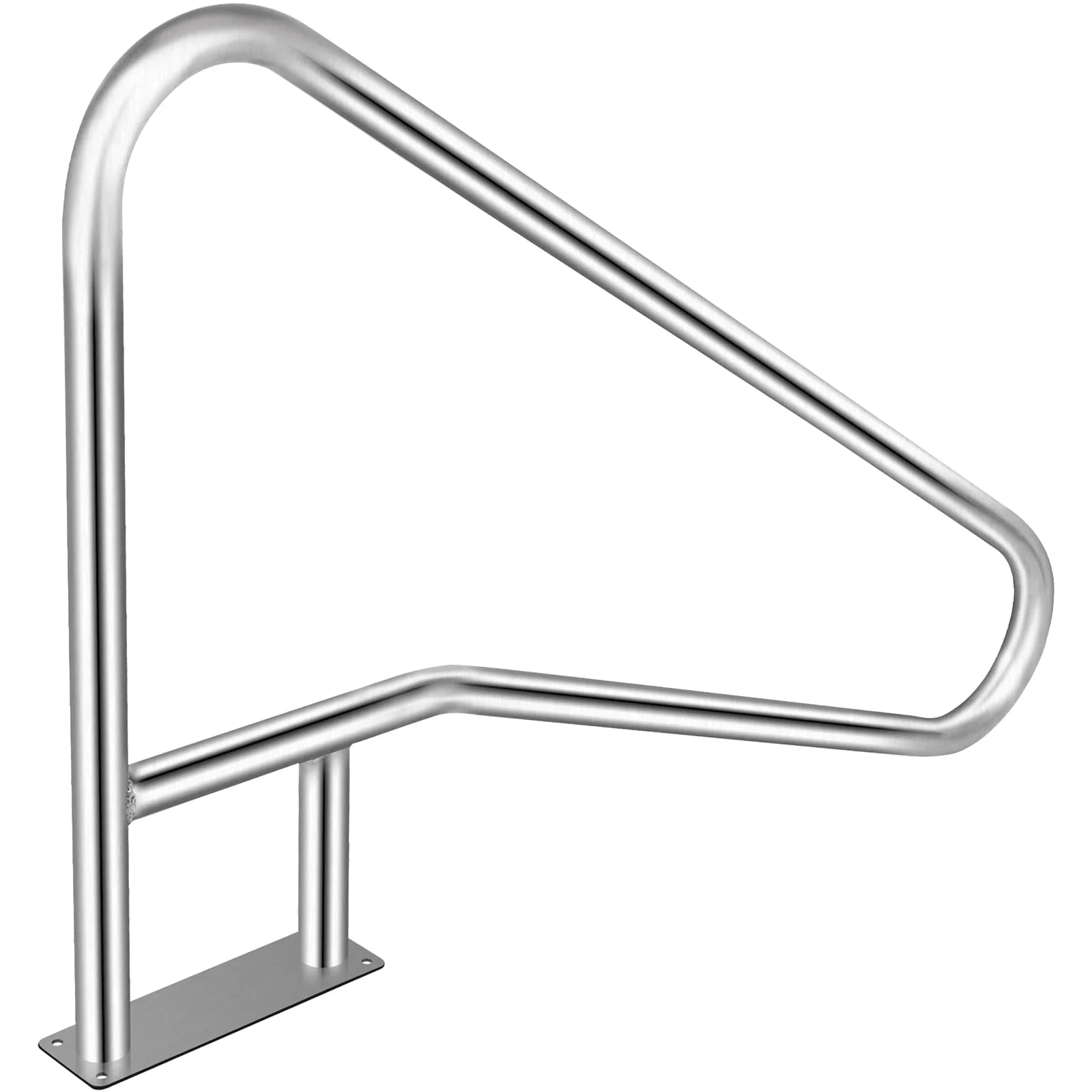 VEVOR Pool Rail 55x32 Pool Railing 304 Stainless Steel 250LBS Load Capacity Silver Rustproof Pool Handrail Humanized Swimming Pool Handrail with Blue Grip Cover & M8 Drill Bit & Self-Taping Screws - Image 3