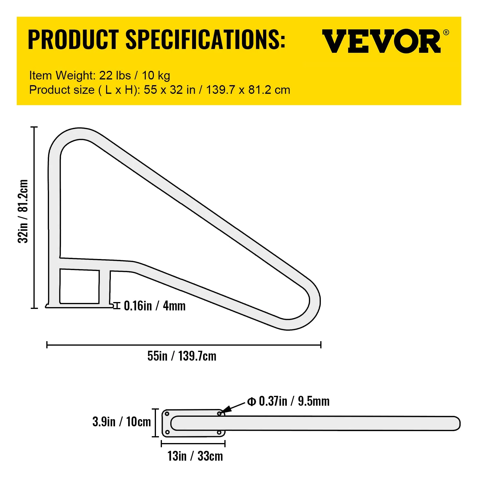 VEVOR Pool Rail 55x32 Pool Railing 304 Stainless Steel 250LBS Load Capacity Silver Rustproof Pool Handrail Humanized Swimming Pool Handrail with Blue Grip Cover & M8 Drill Bit & Self-Taping Screws - Image 5