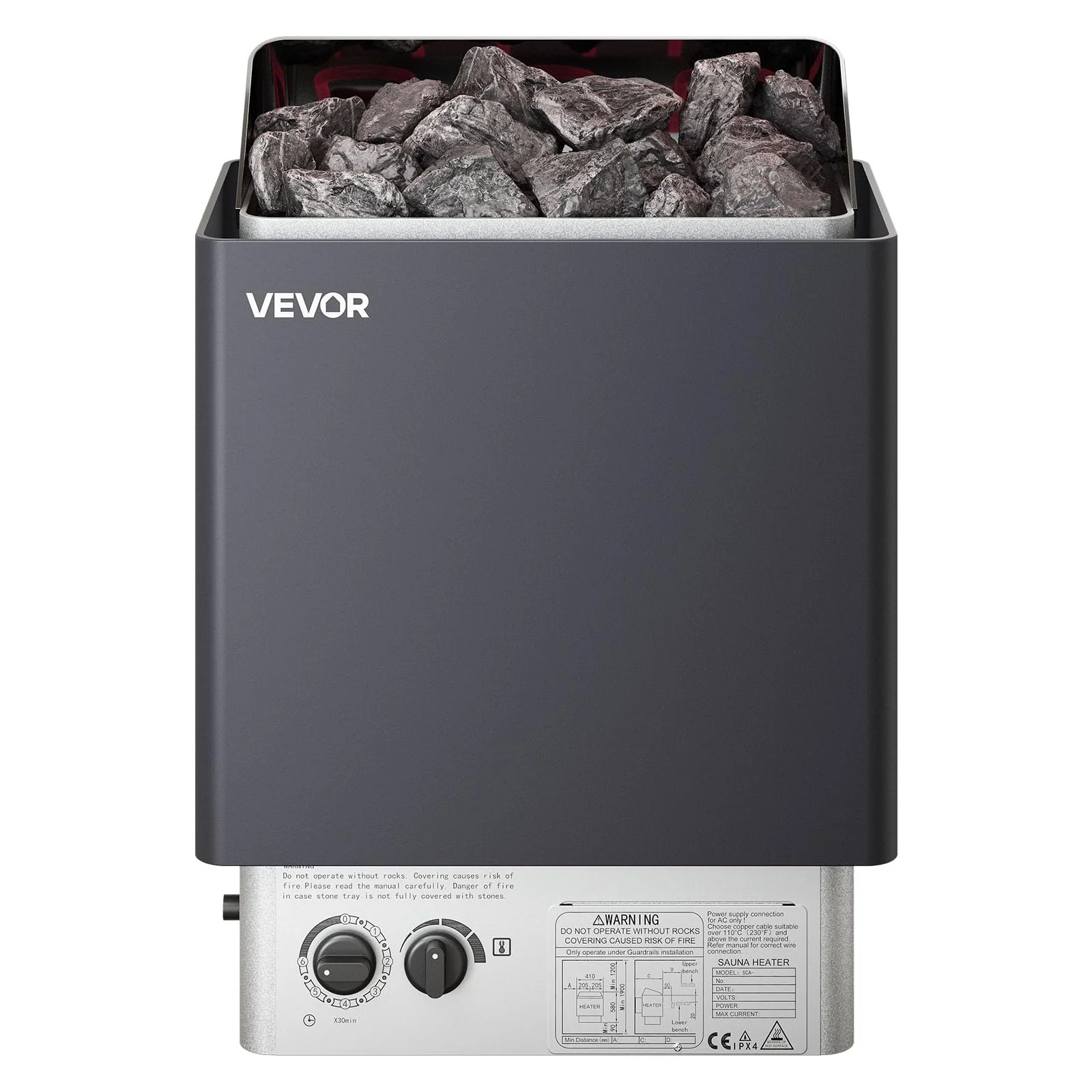 VEVOR Sauna Heater,220V Electric Sauna Stove, Steam Bath Sauna Heate 3h Timer and Adjustable Temp for Max. 176-318 Cubic Feet, Home Hotel Spa Shower Use (6KW) FCC Certification - Image 3