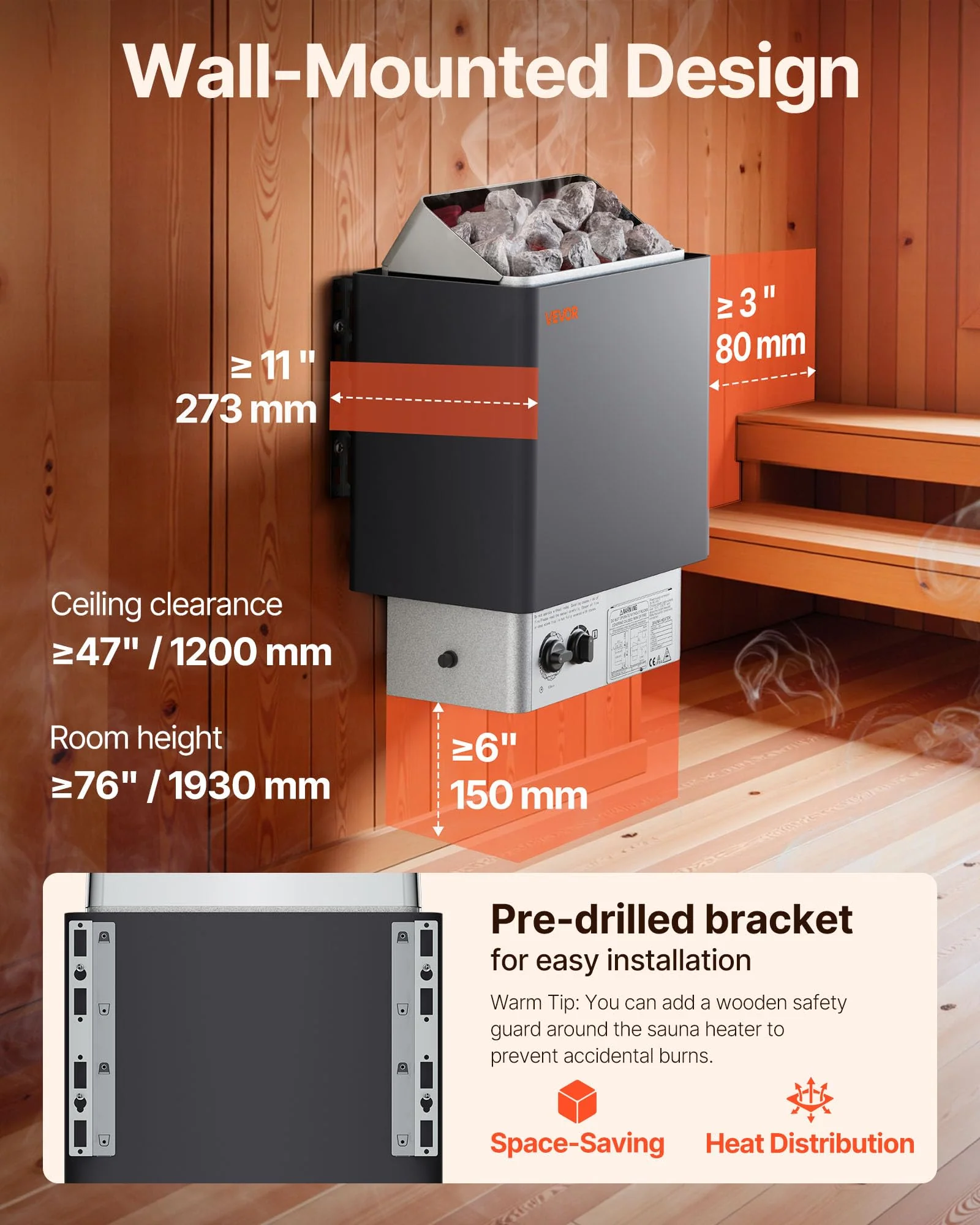 VEVOR Sauna Heater,220V Electric Sauna Stove, Steam Bath Sauna Heater 3h Timer and Adjustable Temp for Max. 176-318 Cubic Feet, (4.5KW) FCC Certification - Image 10