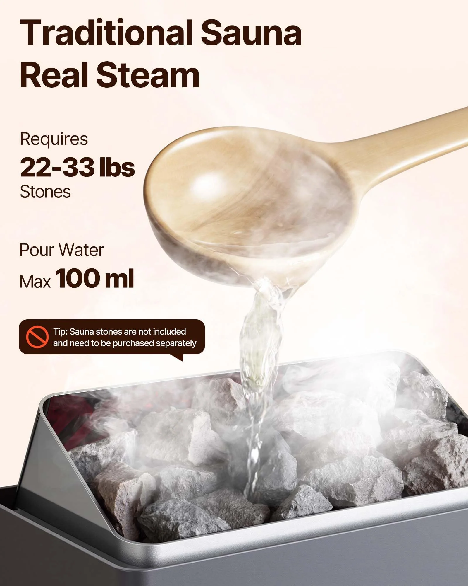 VEVOR Sauna Heater,220V Electric Sauna Stove, Steam Bath Sauna Heater 3h Timer and Adjustable Temp for Max. 176-318 Cubic Feet, (4.5KW) FCC Certification - Image 8