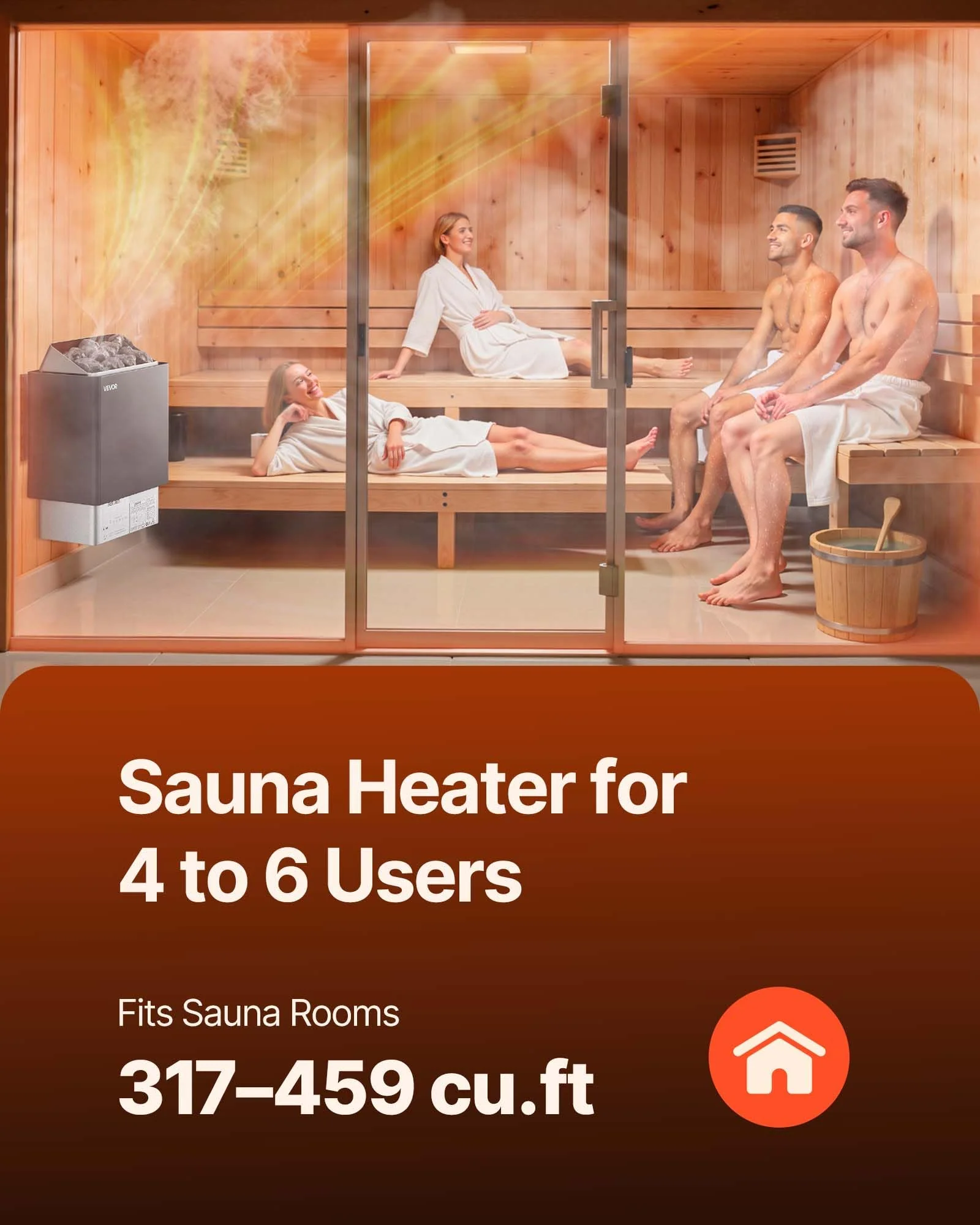 VEVOR Sauna Heater, 9KW 220V Electric Sauna Stove, Steam Bath Sauna Heater with External Digital Controller, 3h Timer & Adjustable Temp for Max. 317-459 Cubic Feet, Home Hotel Spa Shower FCC Certify - Image 11
