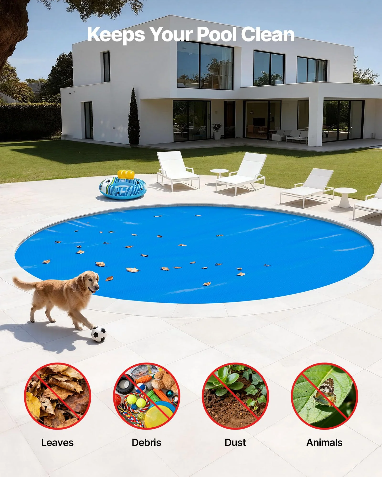 VEVOR Solar Pool Cover, 18 ft Round Pool Bubble Cover, 12 Mil Pools Solar Blanket with Bubble & PE Material, Daytime Heat Absorption, Nighttime Heat Retention, Heat Retaining Solars Covers, Blue - Image 5