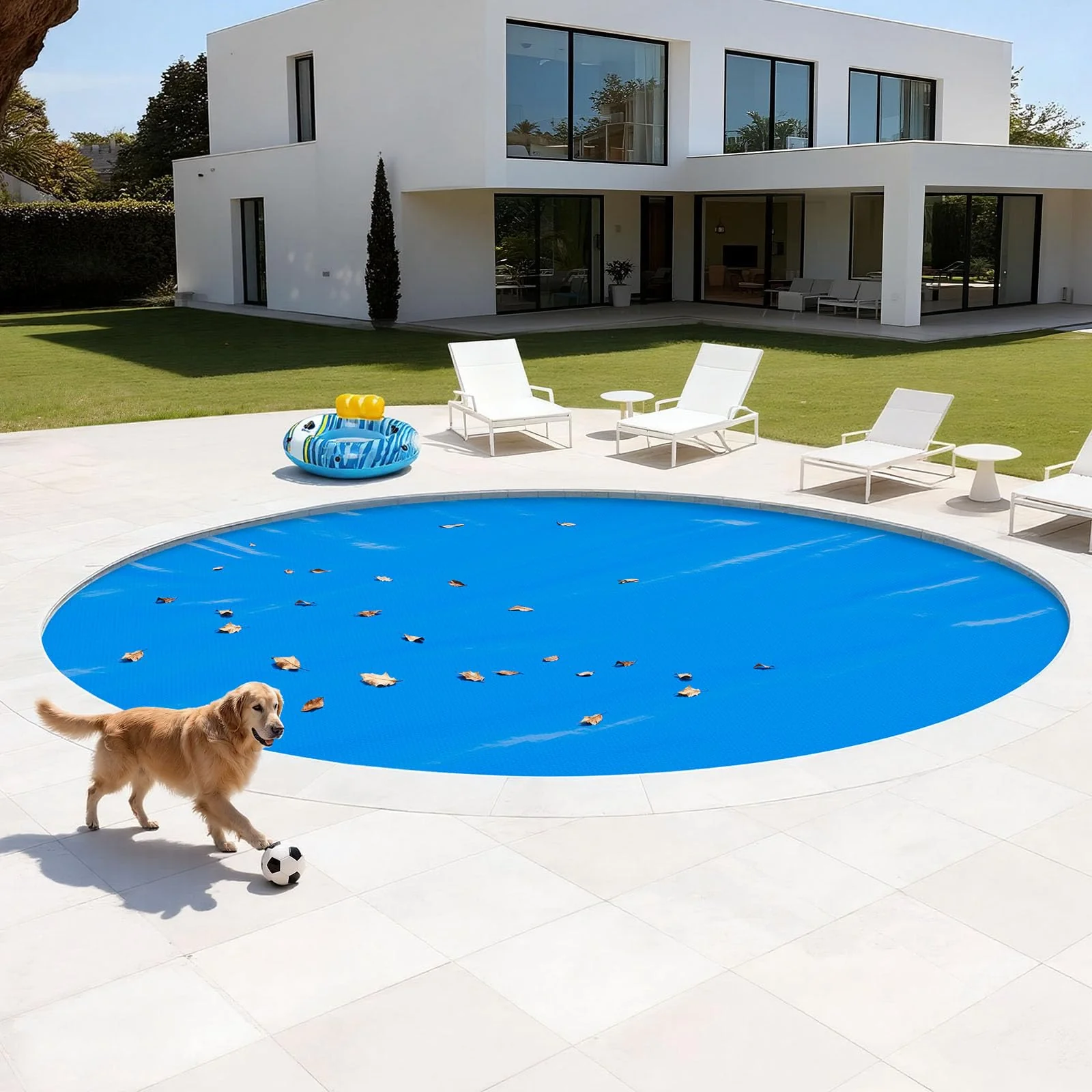 VEVOR Solar Pool Cover, 24 ft Round Pool Bubble Cover, 12 Mil Pools Solar Blanket with Bubble & PE Material, Daytime Heat Absorption, Nighttime Heat Retention, Heat Retaining Solars Covers, Blue - Image 3