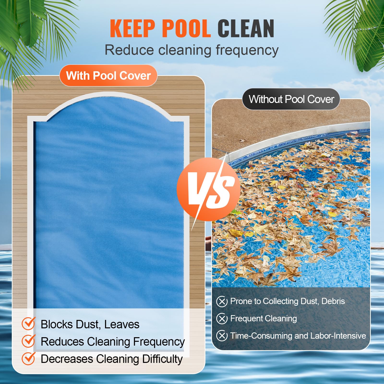 VEVOR Solar Pool Cover, 24 x 12 ft Rectangle Solar Cover 12 mil for Pools, Inground Above Ground Swimming Pool Solar Blanket with Bubble, Heat Retaining Solar Covers Blue - Image 6
