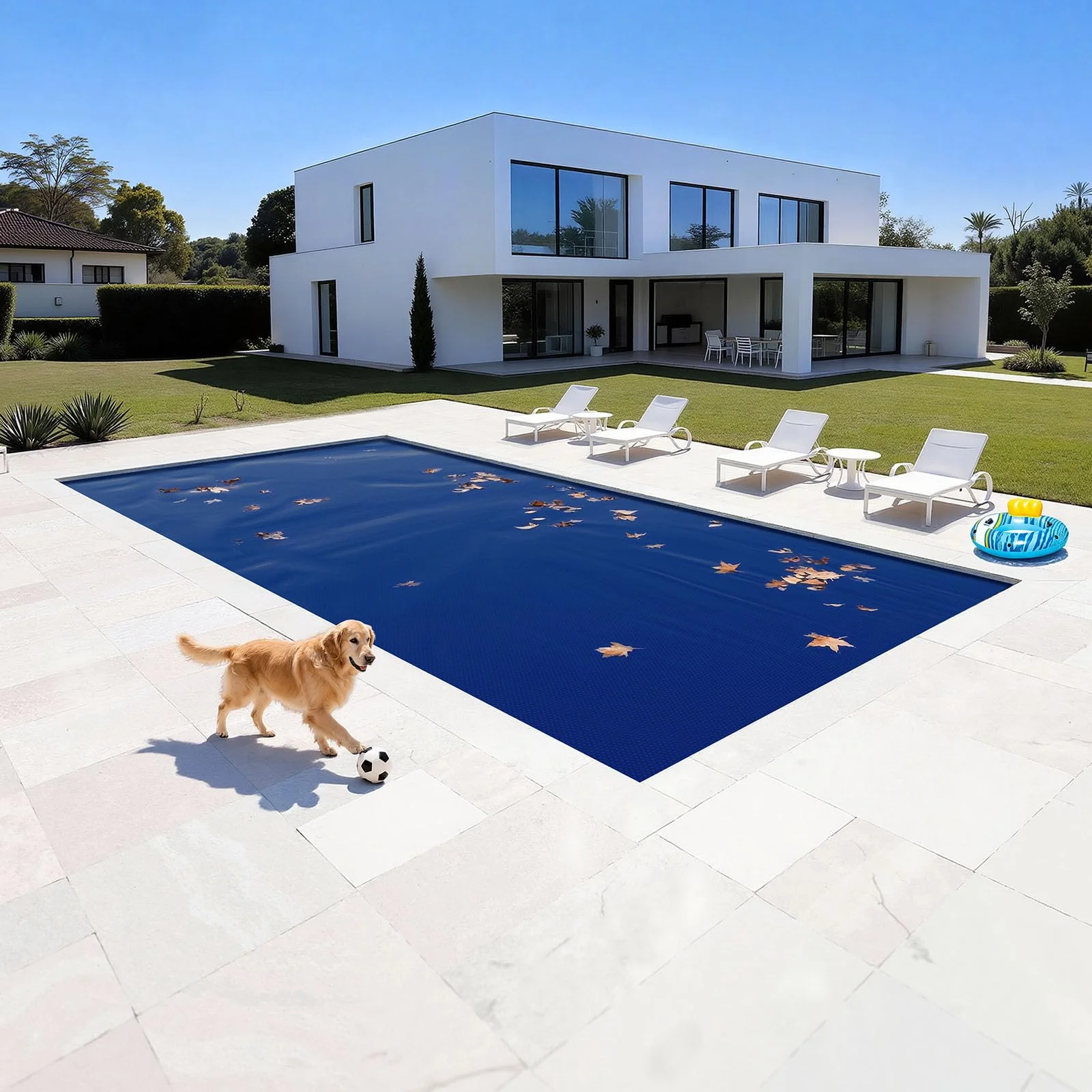VEVOR Solar Pool Cover, 32 x 16 ft Pool Bubble Cover, 16 Mil Pools Solar Blanket with Dual Heat-Locking Air Layer for Pools, Daytime Heat Absorption, Nighttime Heat Retention, Blue & Silver, Cuttable - Image 3