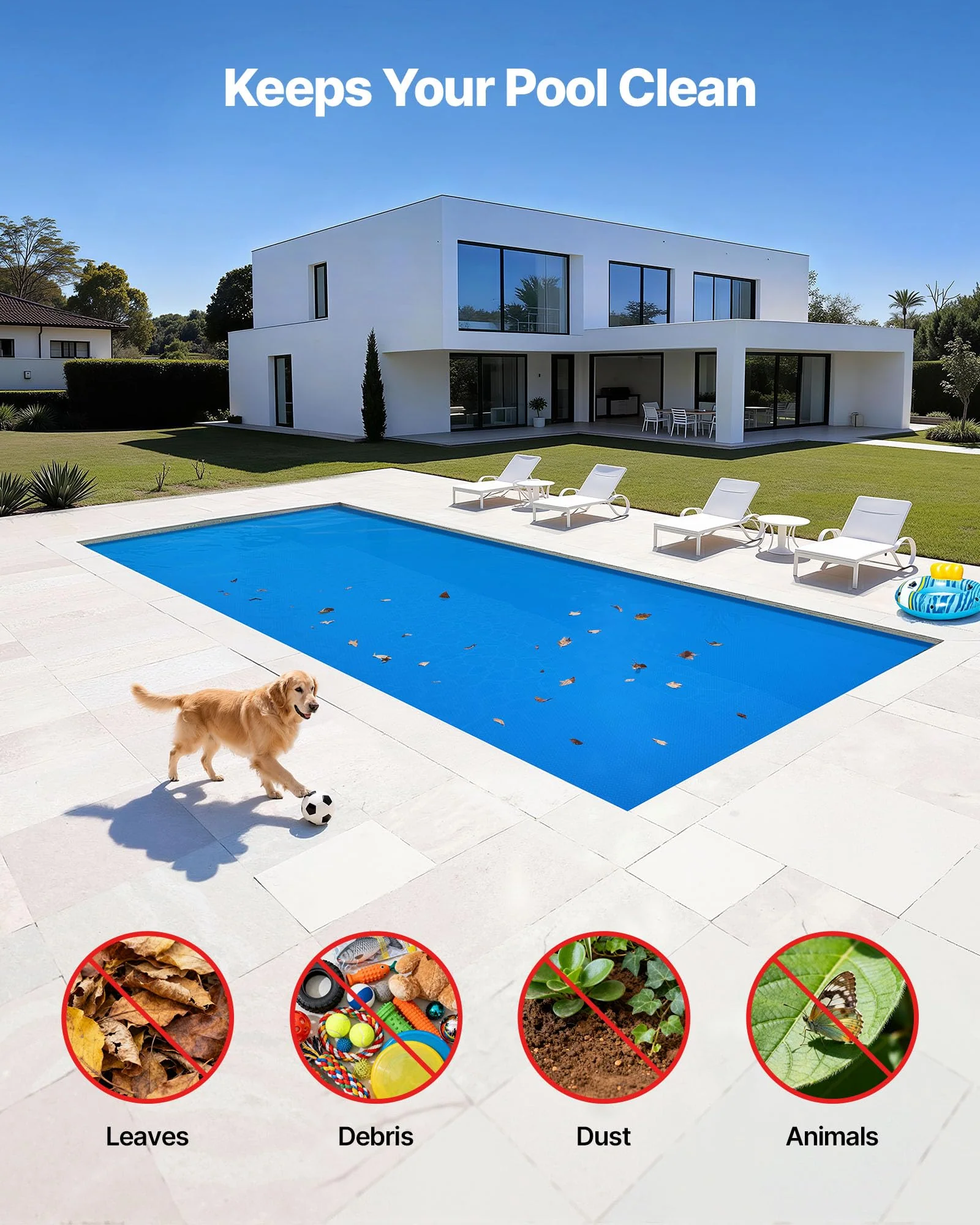 VEVOR Solar Pool Cover, 36 x 16 ft Rectangle Pool Bubble Cover, 12 Mil Pools Solar Blanket with Bubble & PE Material, Daytime Heat Absorption, Nighttime Heat Retention, Heat Retaining Solars Covers - Image 5