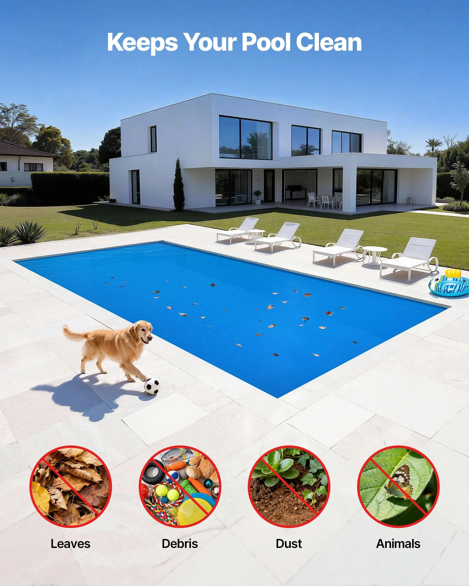 VEVOR Solar Pool Cover, 36 x 18 ft Rectangle Pool Bubble Cover, 8 Mil Pools Solar Blanket with Bubble & PE Material, Daytime Heat Absorption, Nighttime Heat Retention, Heat Retaining Solars Covers - Image 5