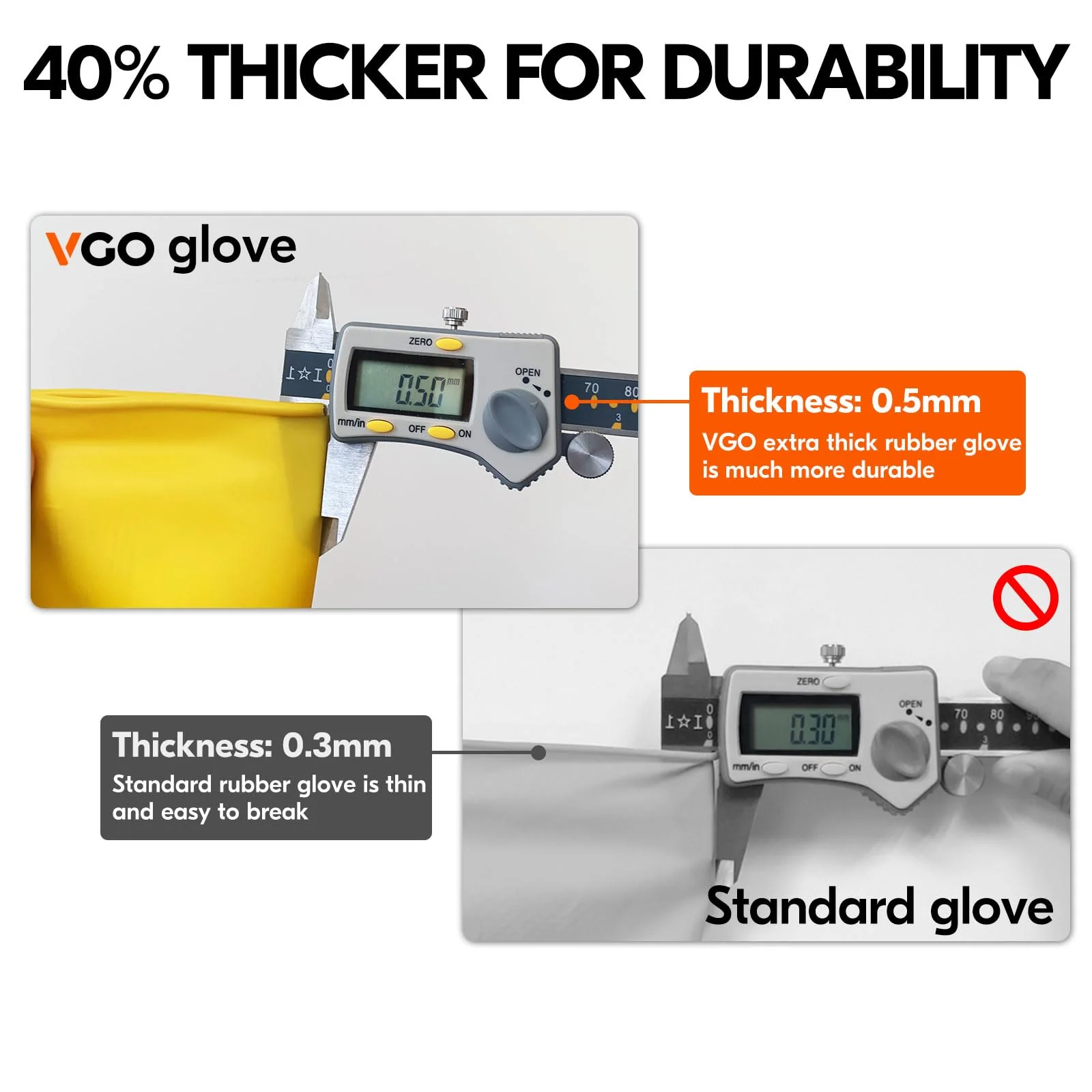 Vgo... 5-Pairs Reusable Household Gloves, Rubber Dishwashing gloves, Extra Thickness, Long Sleeves, Kitchen Cleaning, Working, Painting, Gardening, Pet Care (Size M, Yellow, HH4601) - Image 6