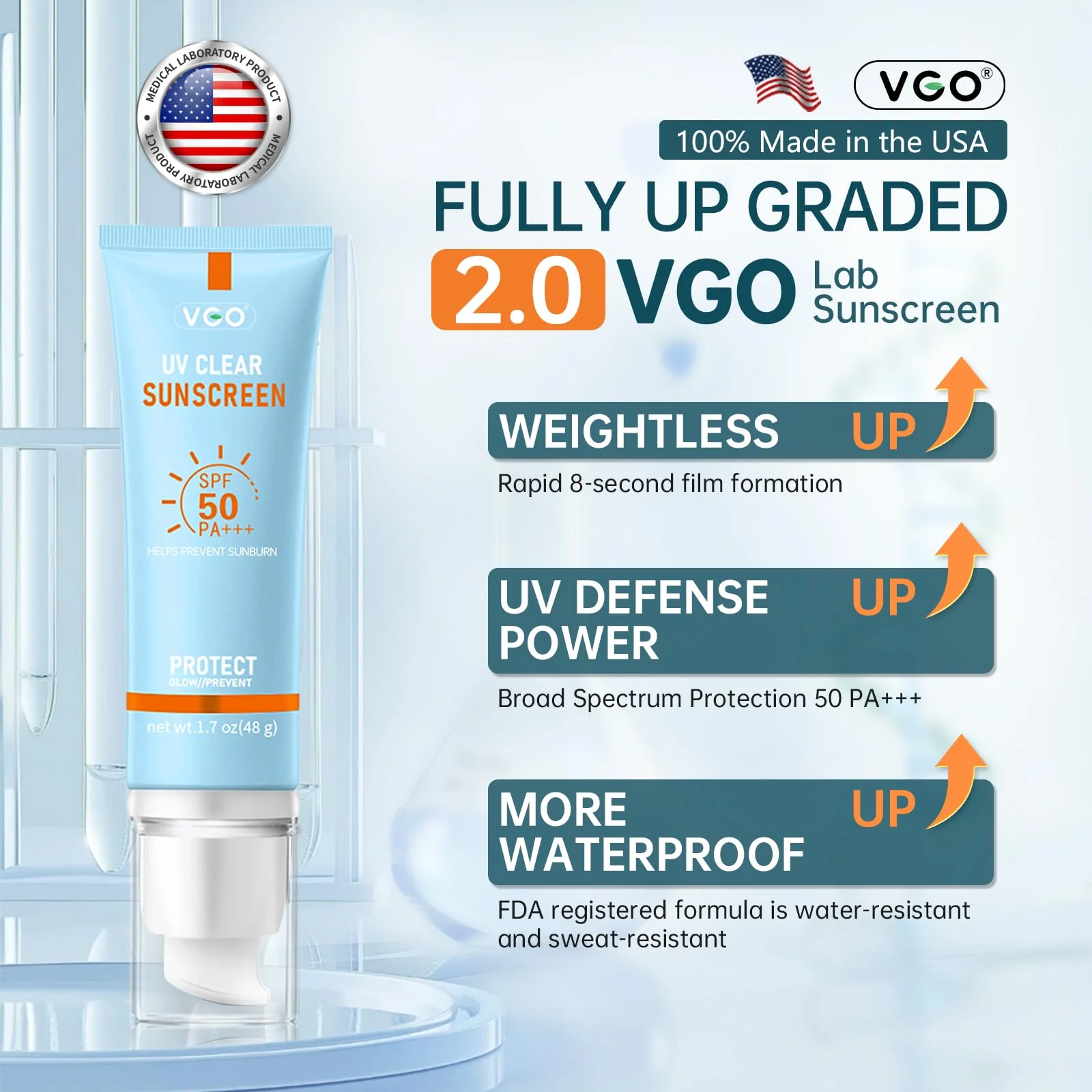 VGO Mineral Sunscreen for Face, Reef Safe Sunscreen, Oil-Free Face Moisturizer with SPF 50, Broad-Spectrum UVA/UVB Protection, Lightweight, Non-Comedogenic, Travel Size (1 pack) - Image 7