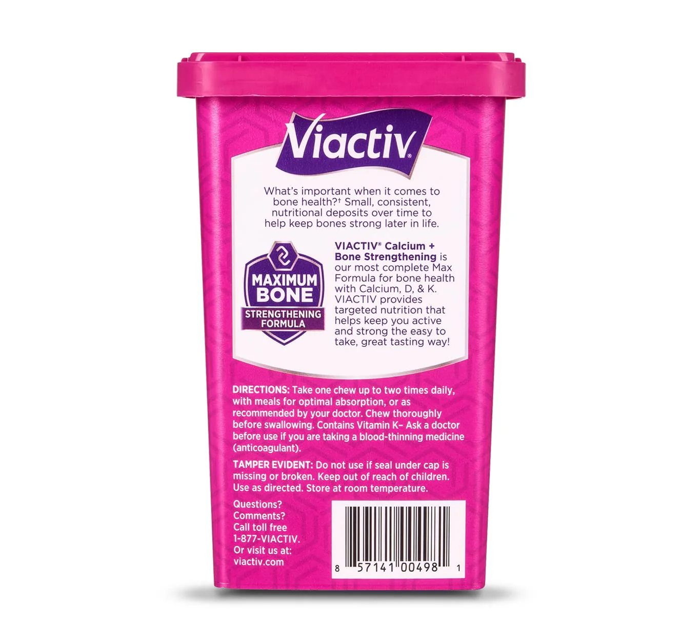 Viactiv Max Formula Calcium +Vitamin D3 Supplement for Bone Health, Rich Caramel, 100 Soft Chews - 6 Pack - Image 3