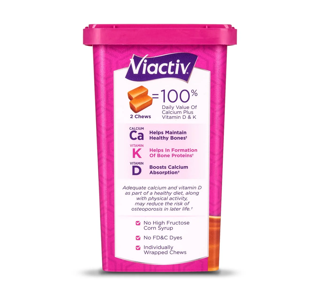 Viactiv Max Formula Calcium +Vitamin D3 Supplement for Bone Health, Rich Caramel, 100 Soft Chews - 6 Pack - Image 4