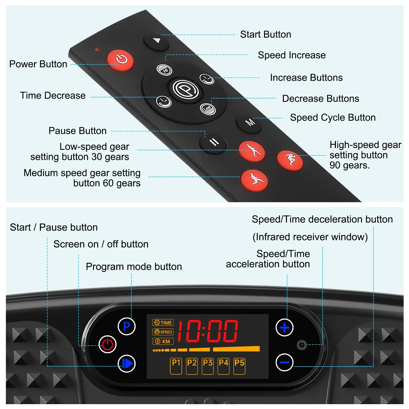 Vibration Plate Exercise Machine with Resistance Bands for Working Out,Softgym Vibration Plate for Foot Massage Power Plate Vibration Platform, Waver Vibration Plate 400 Lbs with Exercise Bands-Black - Image 3