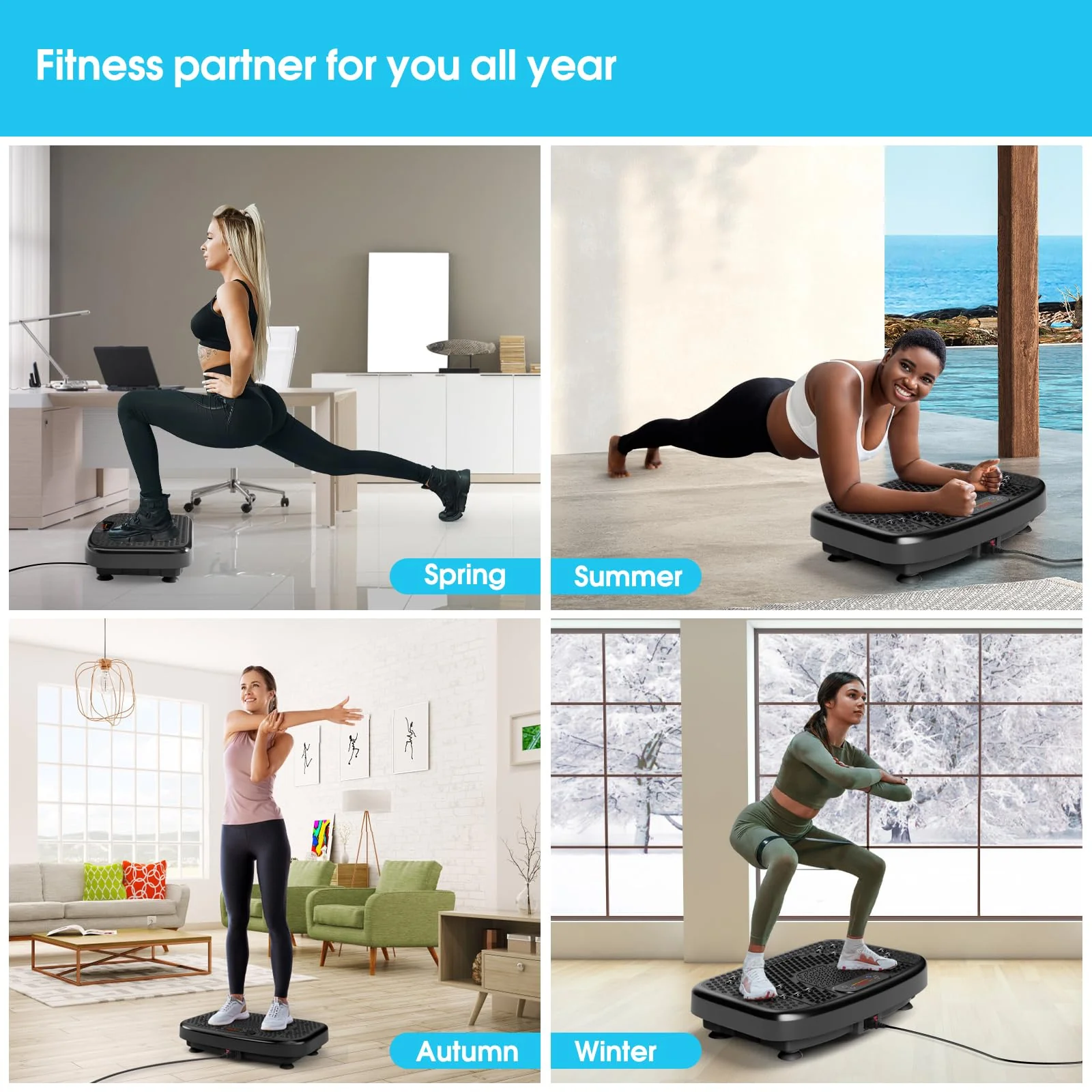 Vibration Plate Exercise Machine with Resistance Bands for Working Out,Softgym Vibration Plate for Foot Massage Power Plate Vibration Platform, Waver Vibration Plate 400 Lbs with Exercise Bands-Black - Image 5