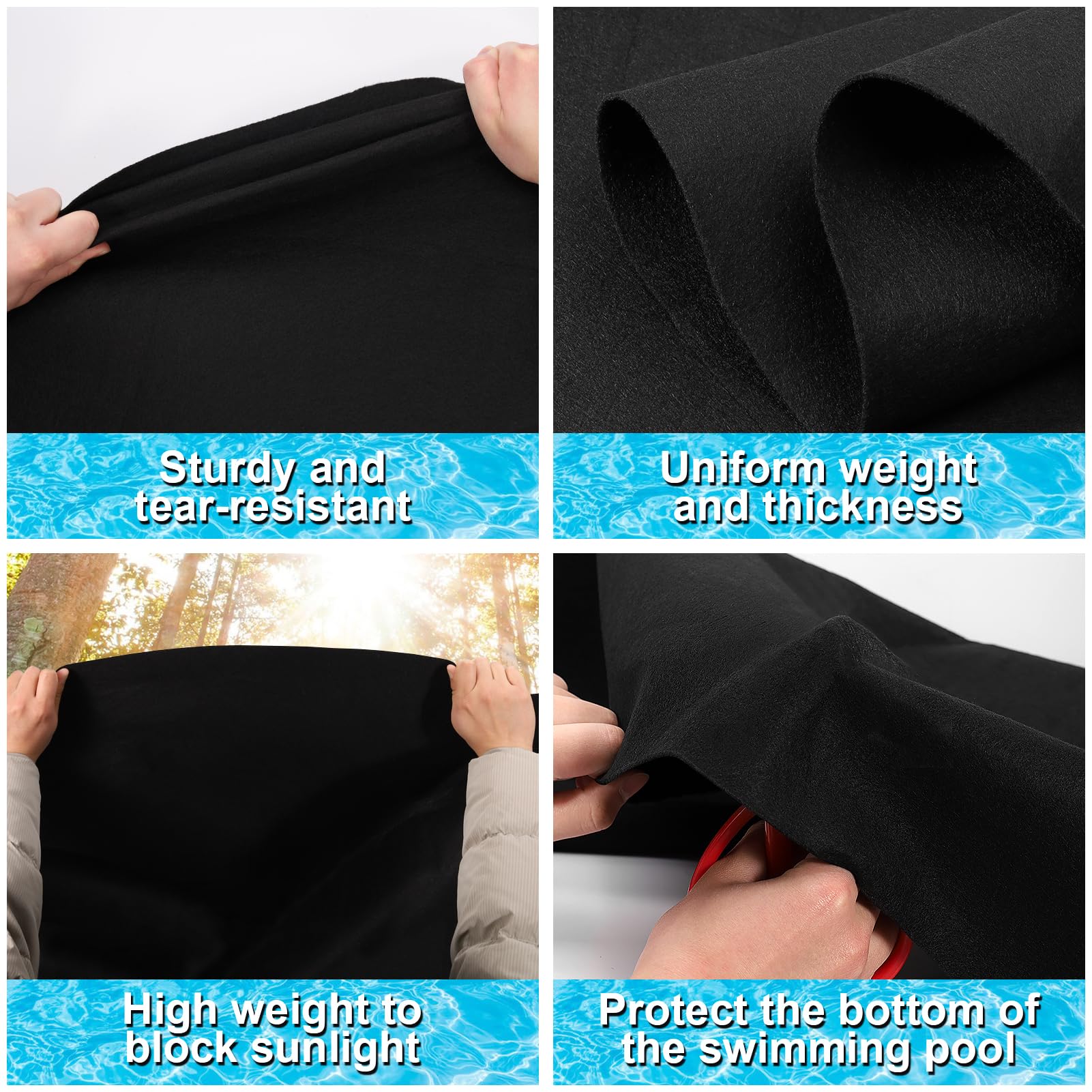 VICAMB 11 x 7.5ft Rectangular Pool Liner Pad for Above Ground Swimming Pools,220g/㎡ Heavy Duty Pool Ground Mat Under Pool Pad,Pools Bottom Liner Protector to Prevent Puncture and Extend Liner Life - Image 5