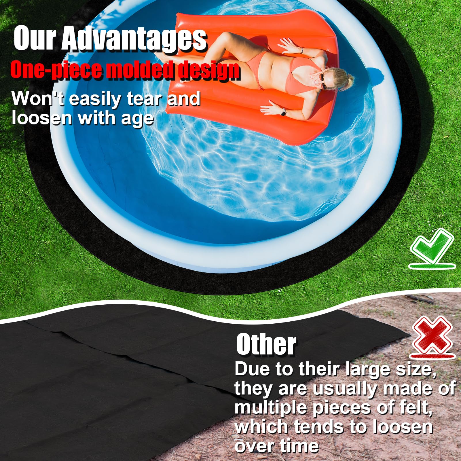 VICAMB 15ft Heavy Duty Round Pool Liner Pad for Above Ground Pool,Pool Ground Mat Under Pool Pad,Pool Bottom Liner Protector to Prevent Puncture and Extend Liner Life - Image 4