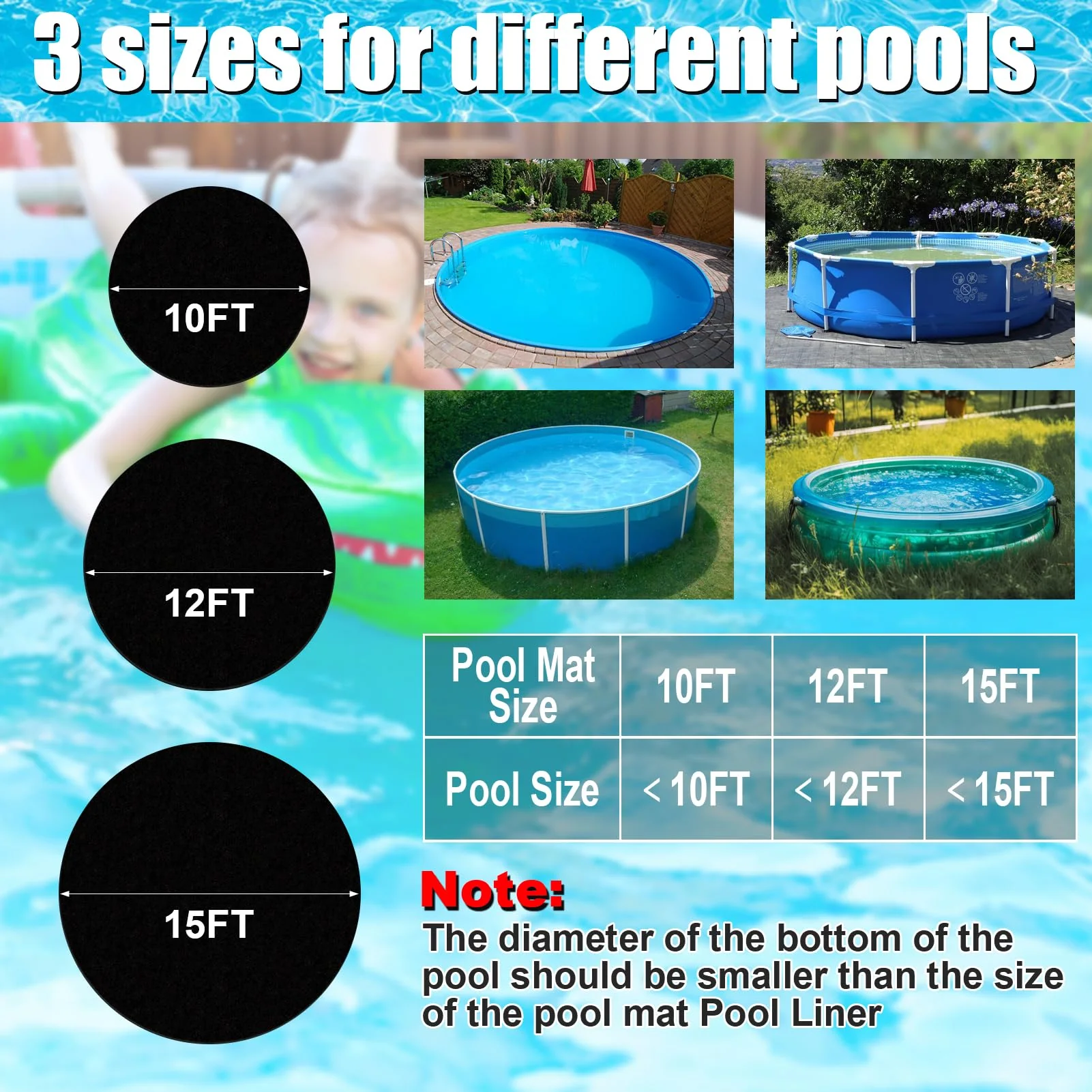VICAMB 15ft Heavy Duty Round Pool Liner Pad for Above Ground Pool,Pool Ground Mat Under Pool Pad,Pool Bottom Liner Protector to Prevent Puncture and Extend Liner Life - Image 8