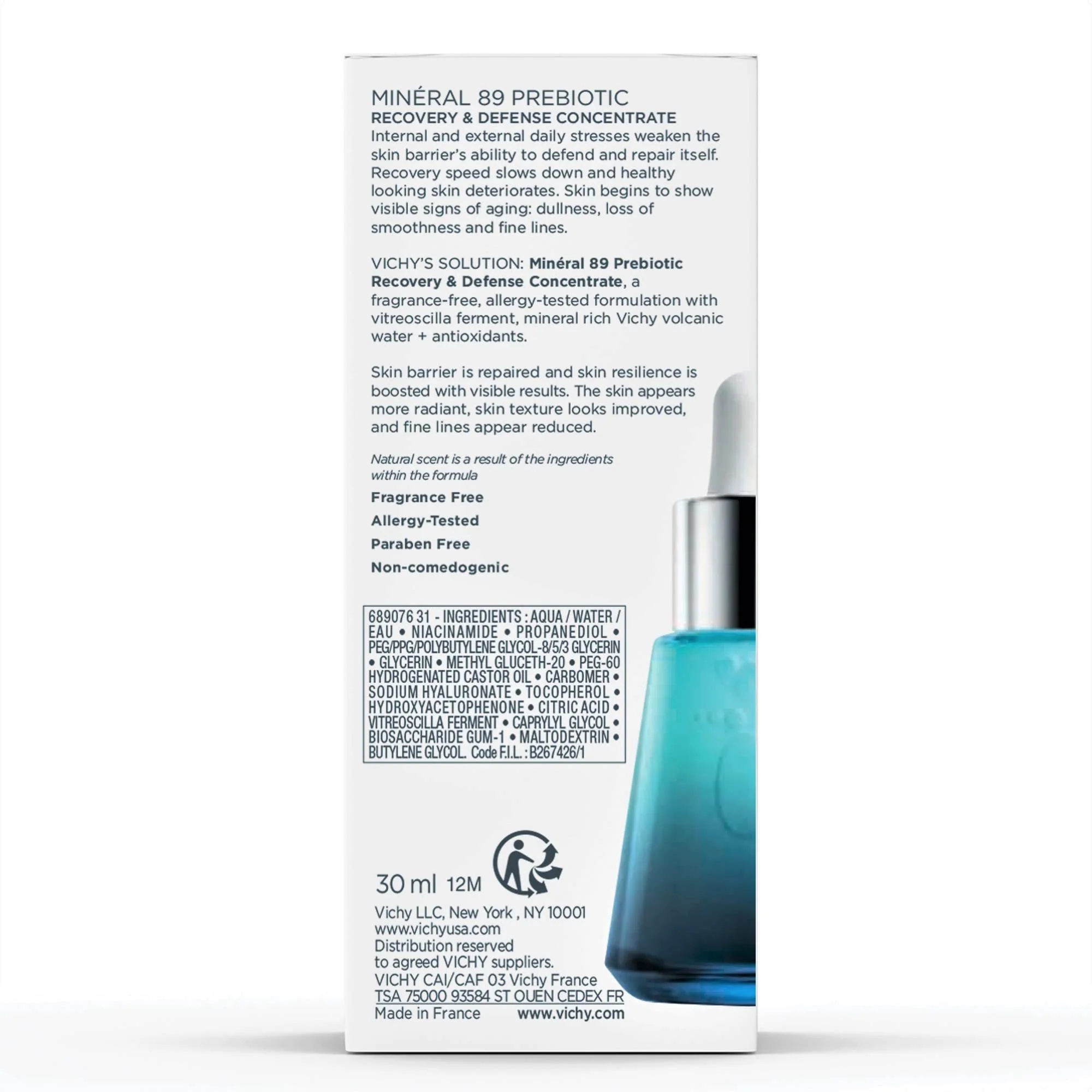 Vichy Mineral 89 Prebiotic Defense & Recovery Concentrate, Niacinamide Serum For Face, Skin Barrier Repair Seum With Antioxidants, Pore Minimizer & Hydrating Serum For Dull, Dry Skin - Image 4