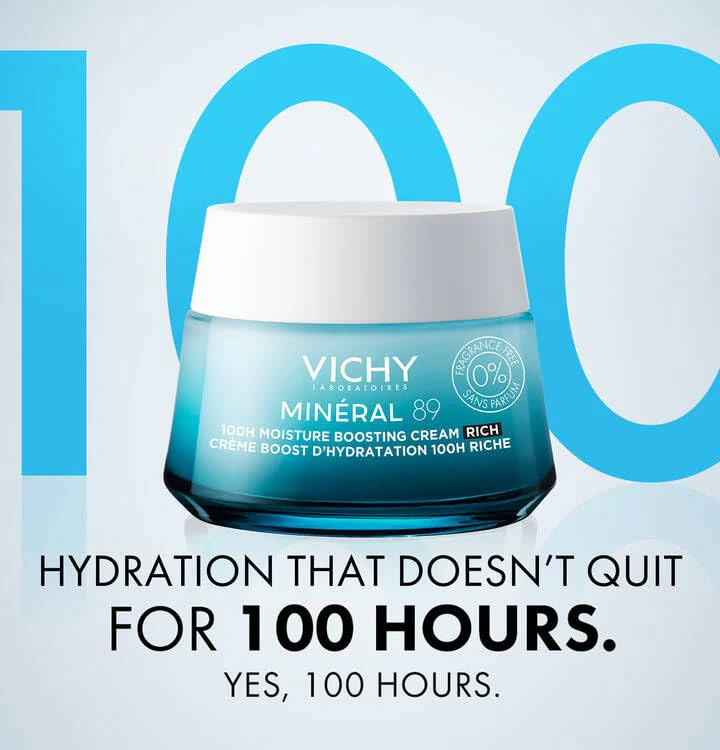 VICHY Mineral 89 Rich Cream, 100H Moisture Boosting Cream, Hydrating Face Moisturizer with Hyaluronic Acid, Niacinamide and Lipids, Daily Face Moisturizeer with Rich Texture for Dry Skin - Image 3