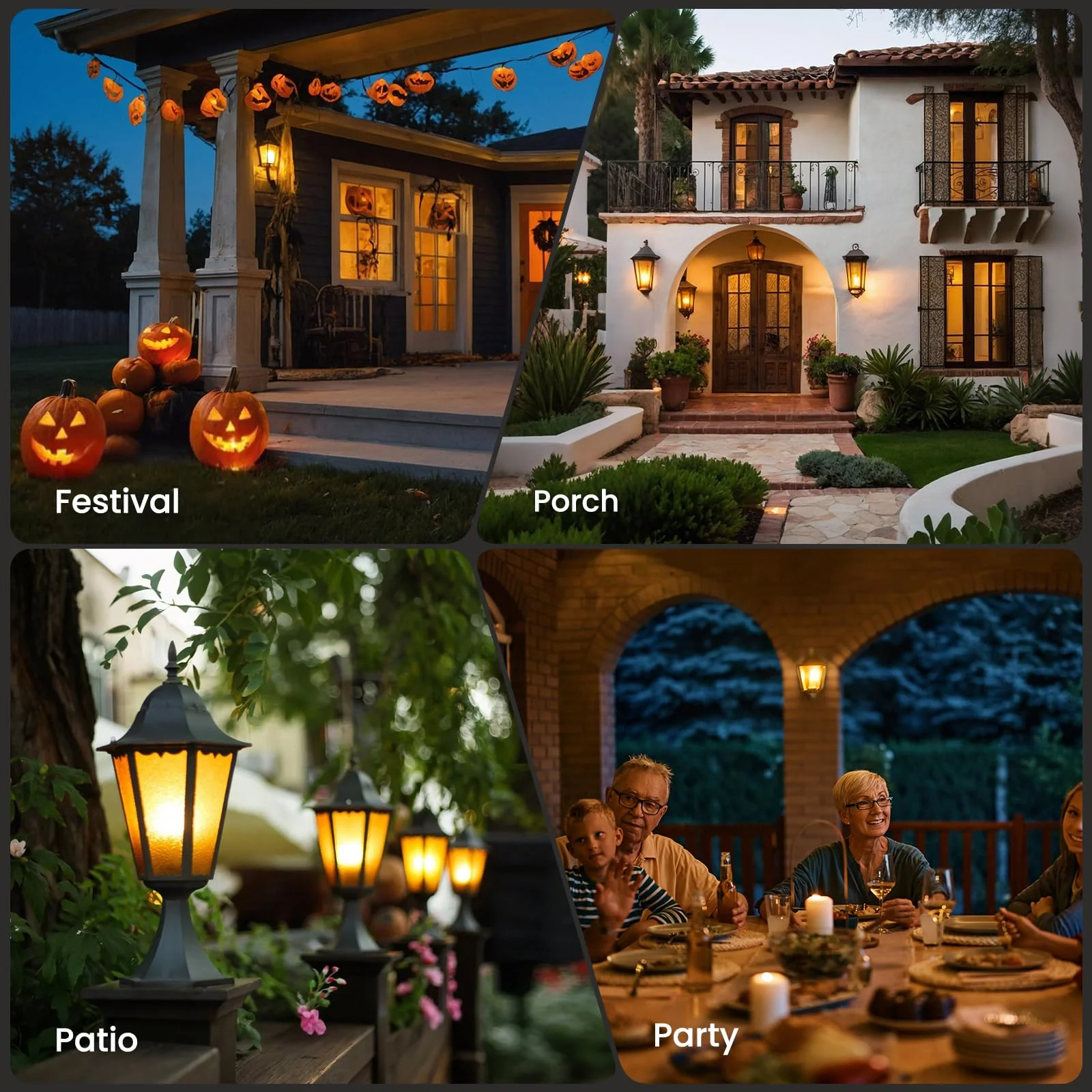 Vicstone Dusk to Dawn LED Flame Light Bulbs Outdoor, 4 Modes Flickering Light Bulbs with Upside Down Effect, E26 Fire Bulb for Halloween Christmas Party Patio Porch Home Indoor Decorations - 2 - Image 3