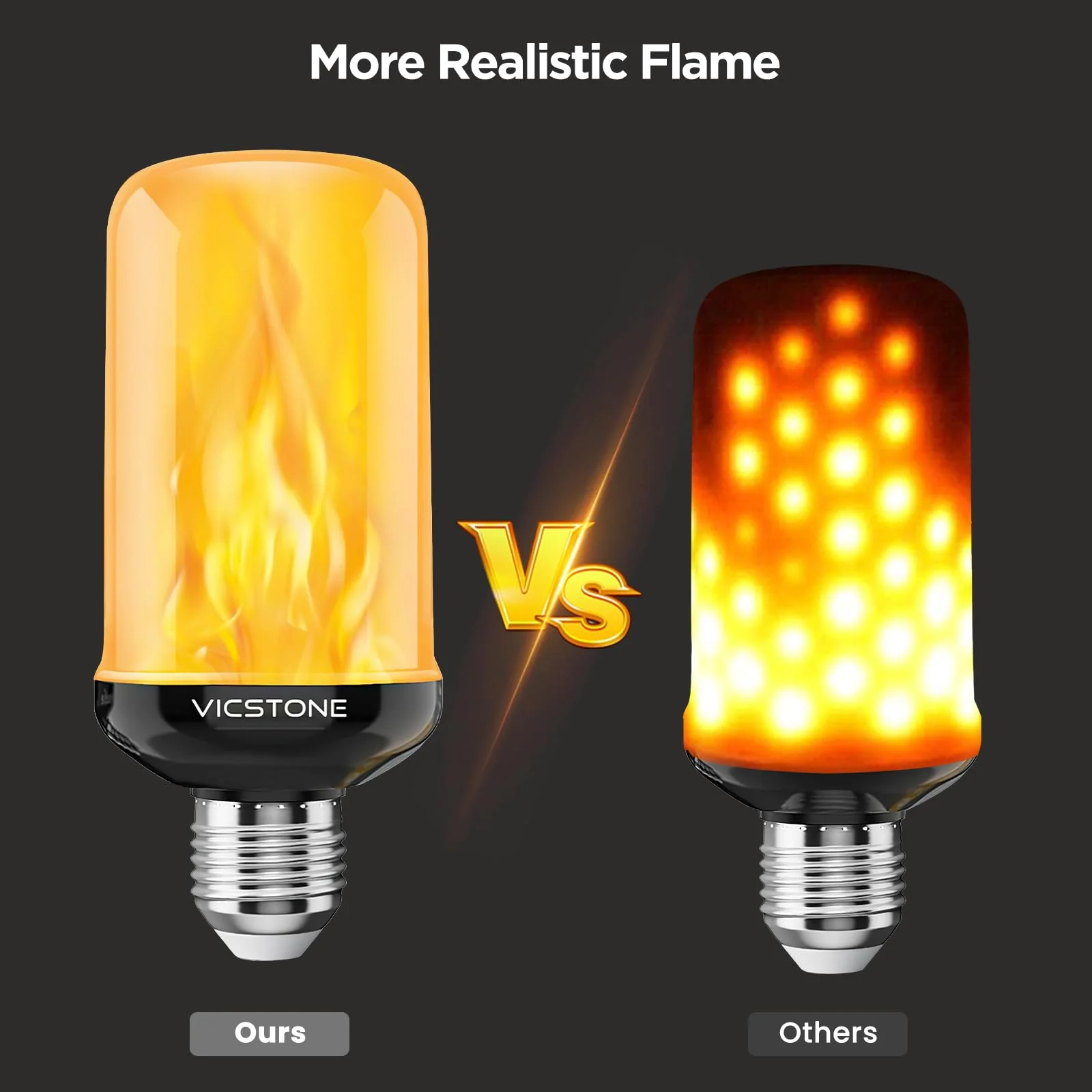Vicstone Dusk to Dawn LED Flame Light Bulbs Outdoor, 4 Modes Flickering Light Bulbs with Upside Down Effect, E26 Fire Bulb for Halloween Christmas Party Patio Porch Home Indoor Decorations - 2 - Image 4