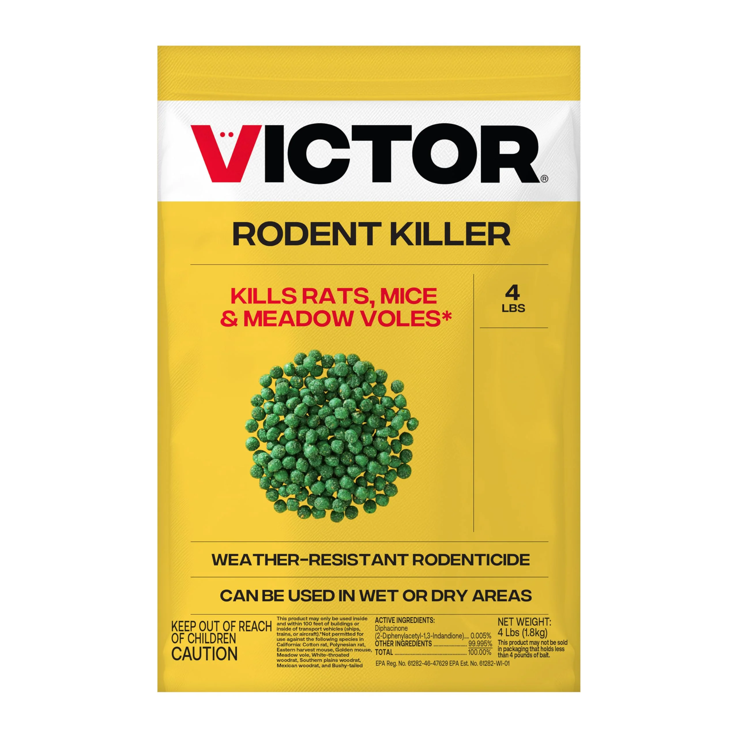 Victor Rat Poisoning for Inside & Outdoor Use - Kills Rats, Mice, Meadow Voles, Mouse Poisoning for Indoor & Outside Areas, Ready-to-Use, Yellow, M925, 4 lbs - Image 3