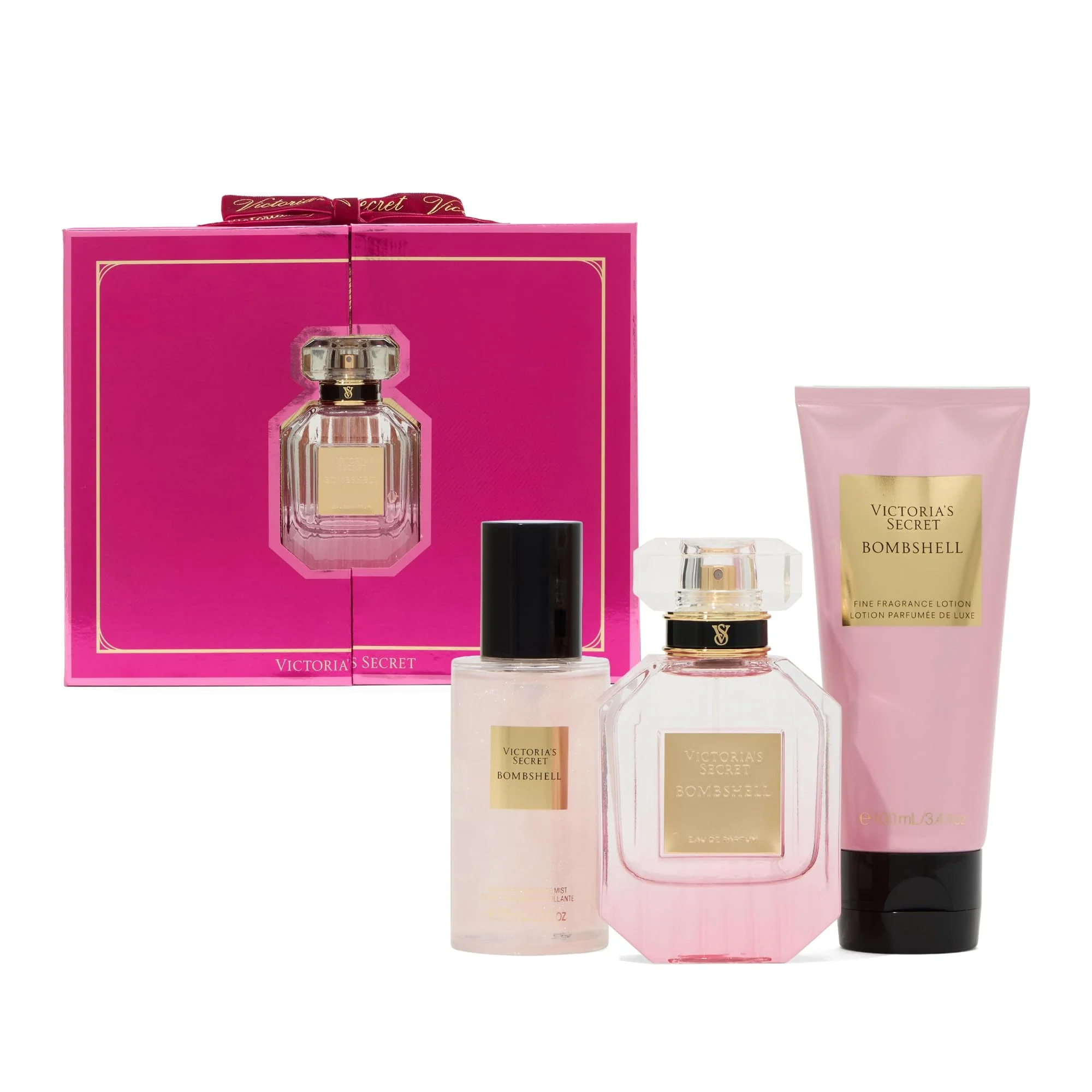 Victoria's Secret Bombshell 3 Piece Luxe Fragrance Gift Set: 1.7 oz. Eau de Parfum, Travel Lotion & Shimmer Mist - Image 2