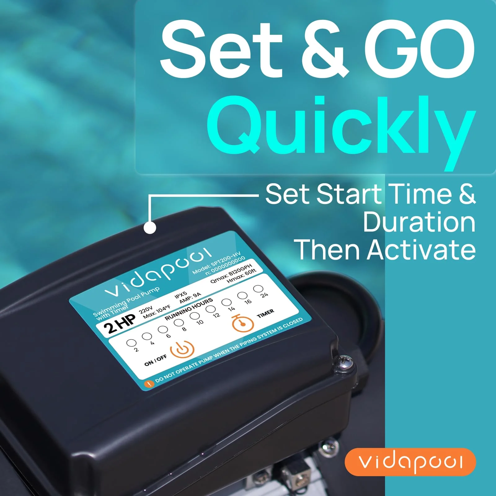 VIDAPOOL In/Above Ground Pool Pump Self Primming High Flow,Dark Grey - Image 5
