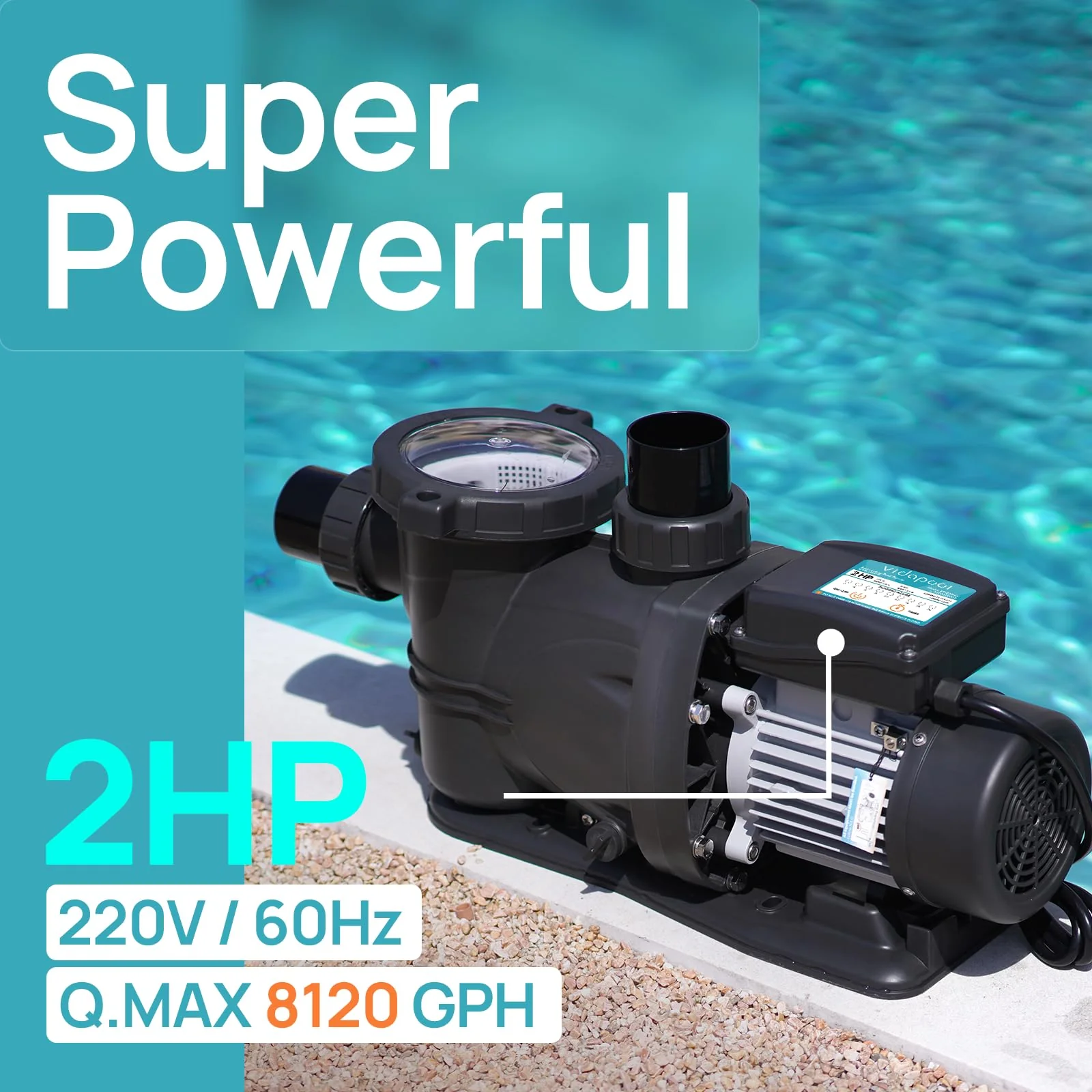 VIDAPOOL In/Above Ground Pool Pump Self Primming High Flow,Dark Grey - Image 6