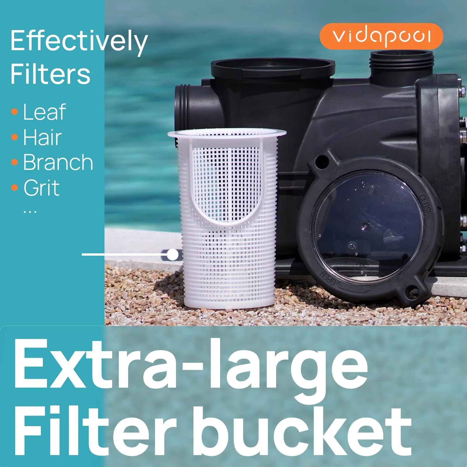 VIDAPOOL In/Above Ground Pool Pump Self Primming High Flow,Matta Black - Image 2