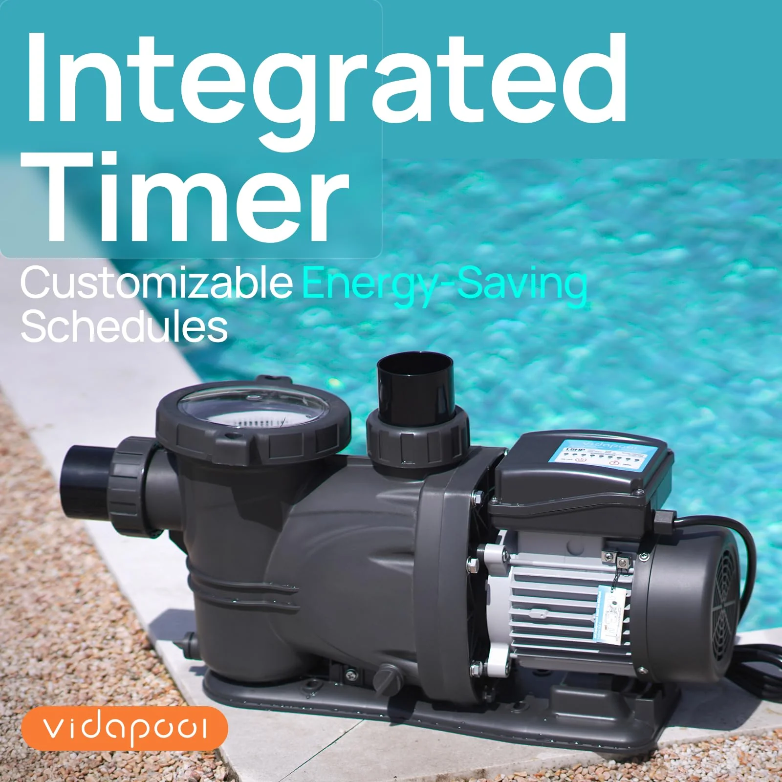 VIDAPOOL In/Above Ground Pool Pump Self Primming High Flow,Matta Grey - Image 3