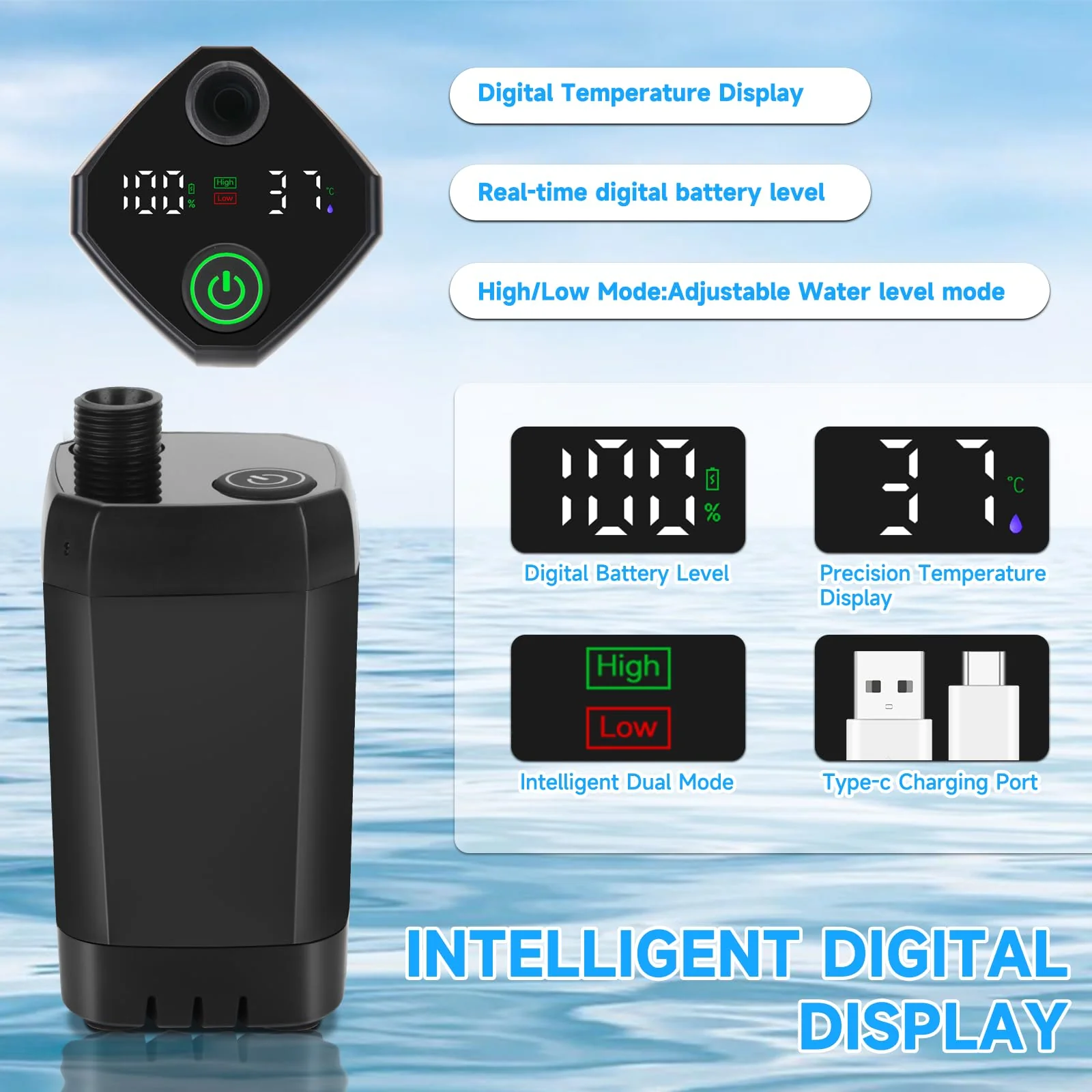 vignuto Portable Shower for Camping, Rechargeable Camping Shower kit with LED Display of Battery Level and Temperature, Lasting-150 Mins, Suitable for Outdoor Shower, Pet Bath, Car Washing - Image 5