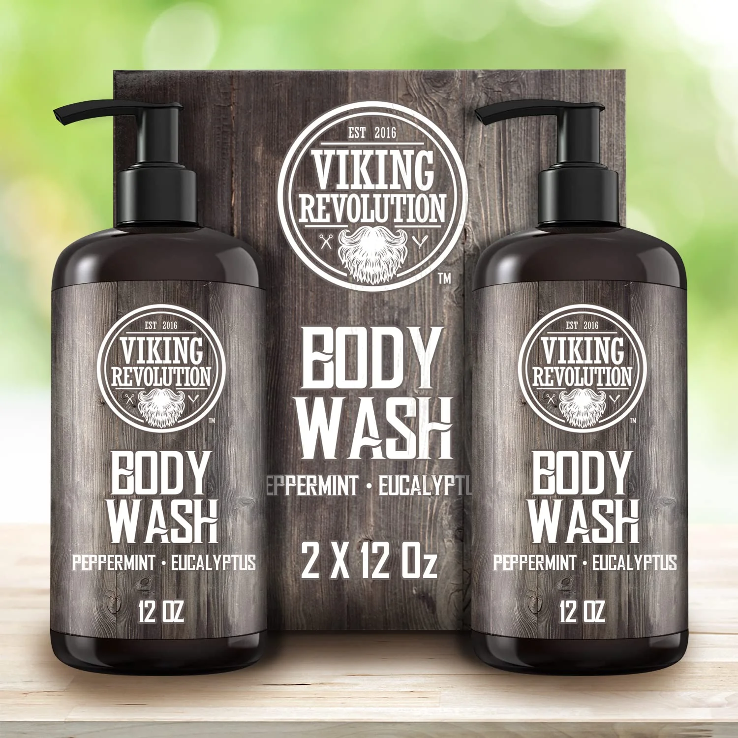 Viking Revolution Men's Body Wash - Eucalyptus Peppermint Body Wash for Men - Mens Natural Body Wash with Vitamin E and Rosemary Oil - Mens Shower Gel Liquid Soap - Peppermint Mens Bodywash (2 Pack) - Image 3