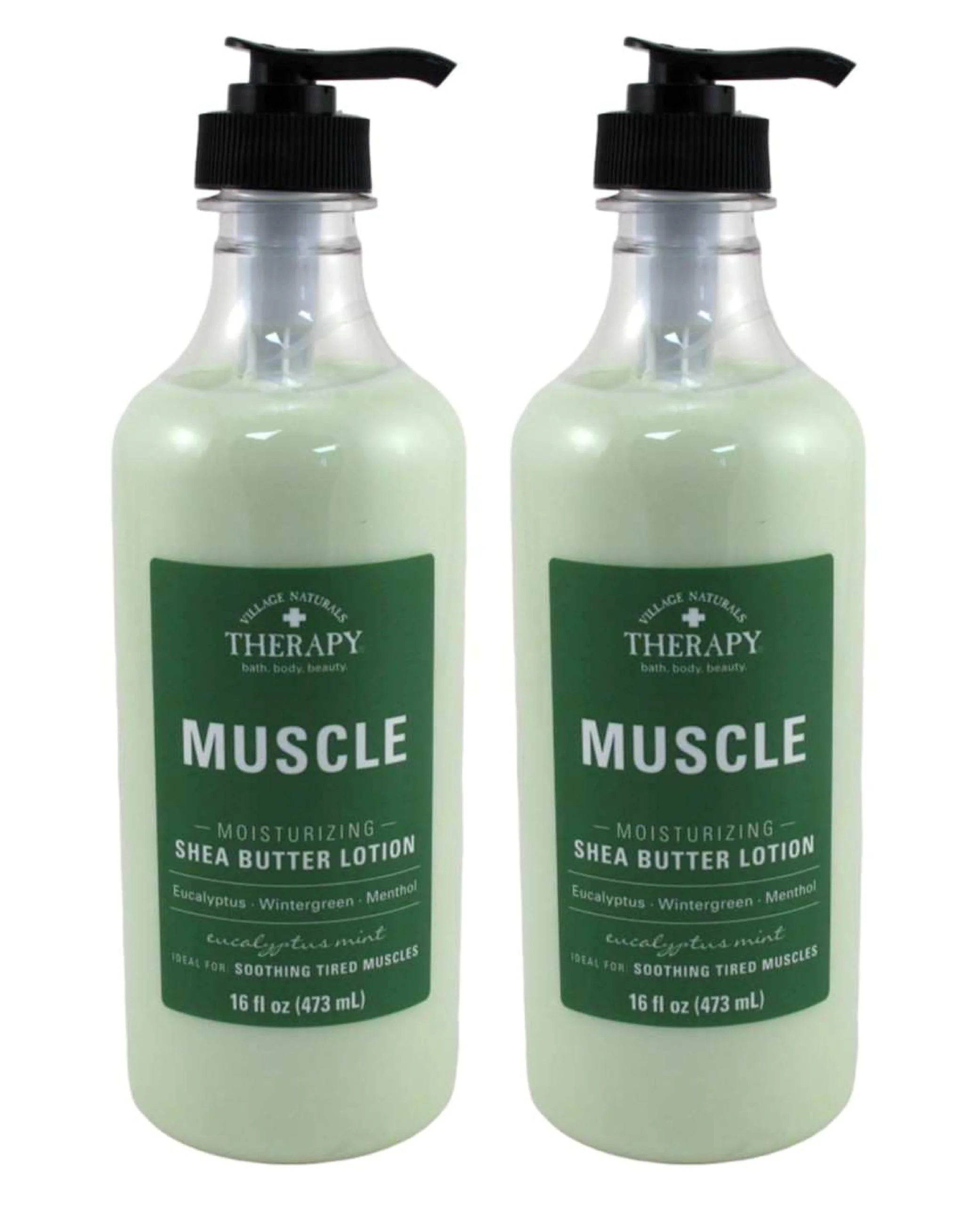 Village Nat. Lotion Muscle Shea Butter Moisturizing 16 Ounce (Pack of 2)